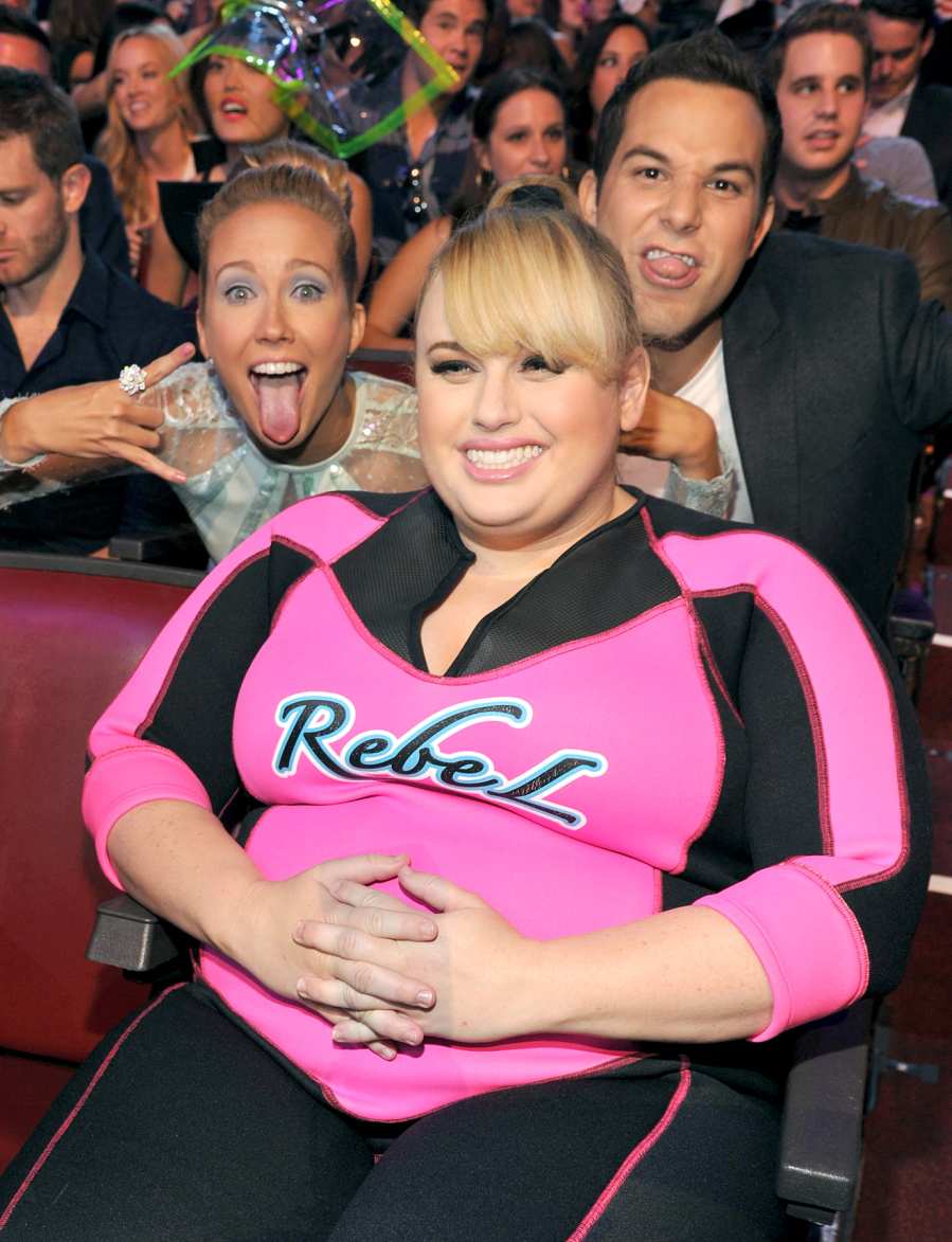 Anna Camp, Rebel Wilson and Skylar Astin