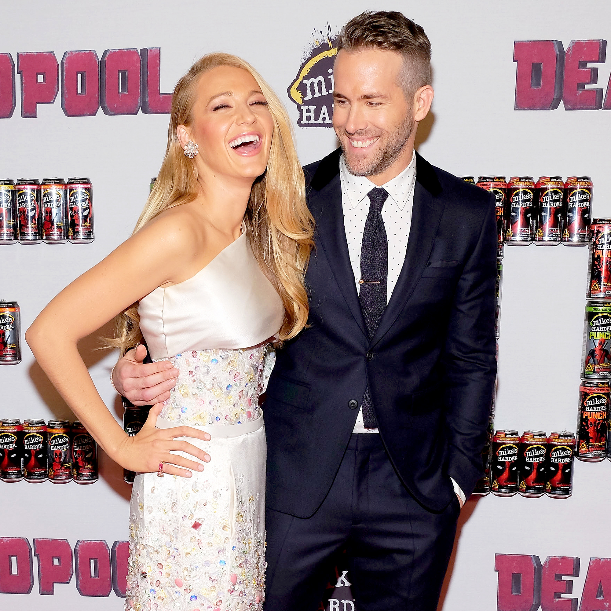 Blake Lively and Ryan Reynolds attend the "Deadpool" fan event at AMC Empire Theatre on February 8, 2016 in New York City.