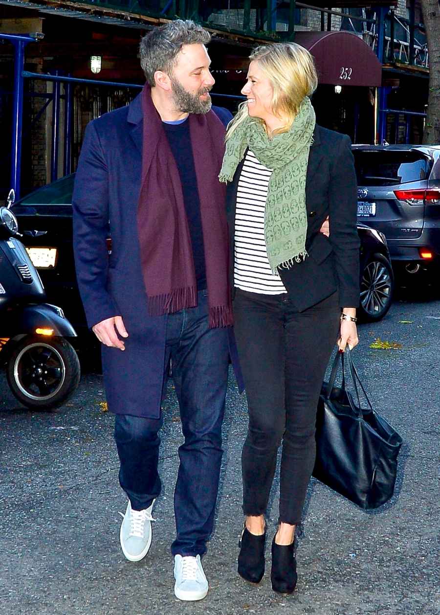 Ben Affleck holds Lindsay Shookus tight on a chilly New York day on November 16, 2017.