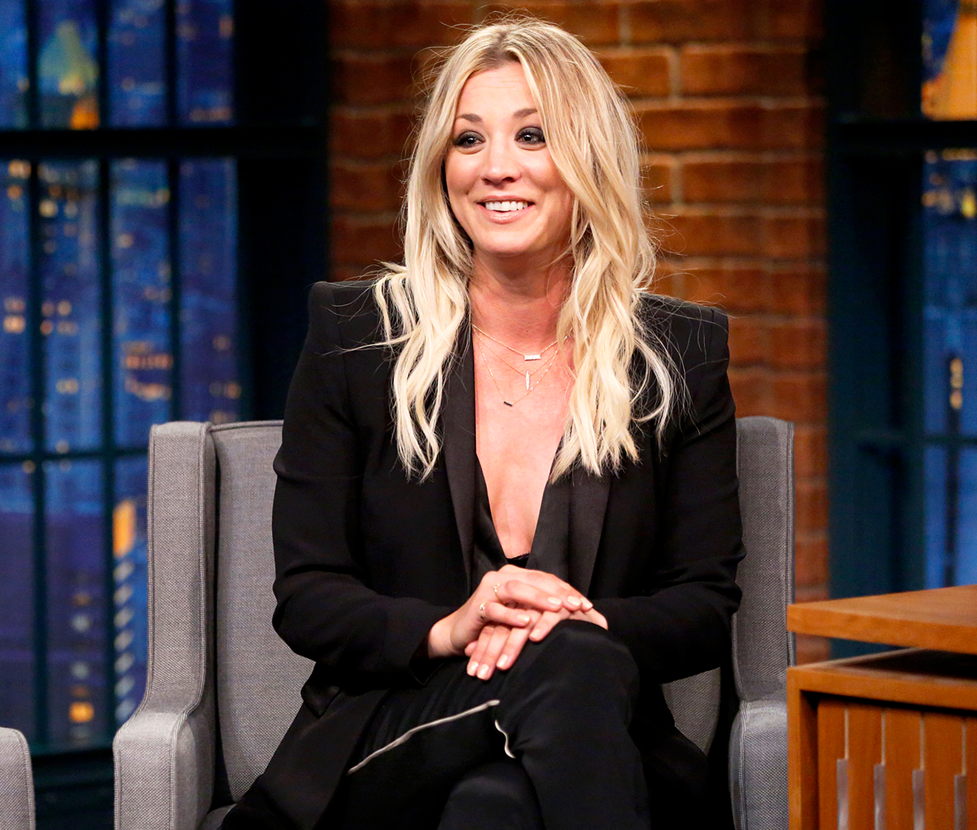 Kaley Cuoco during ‘Late Night with Seth Meyers‘