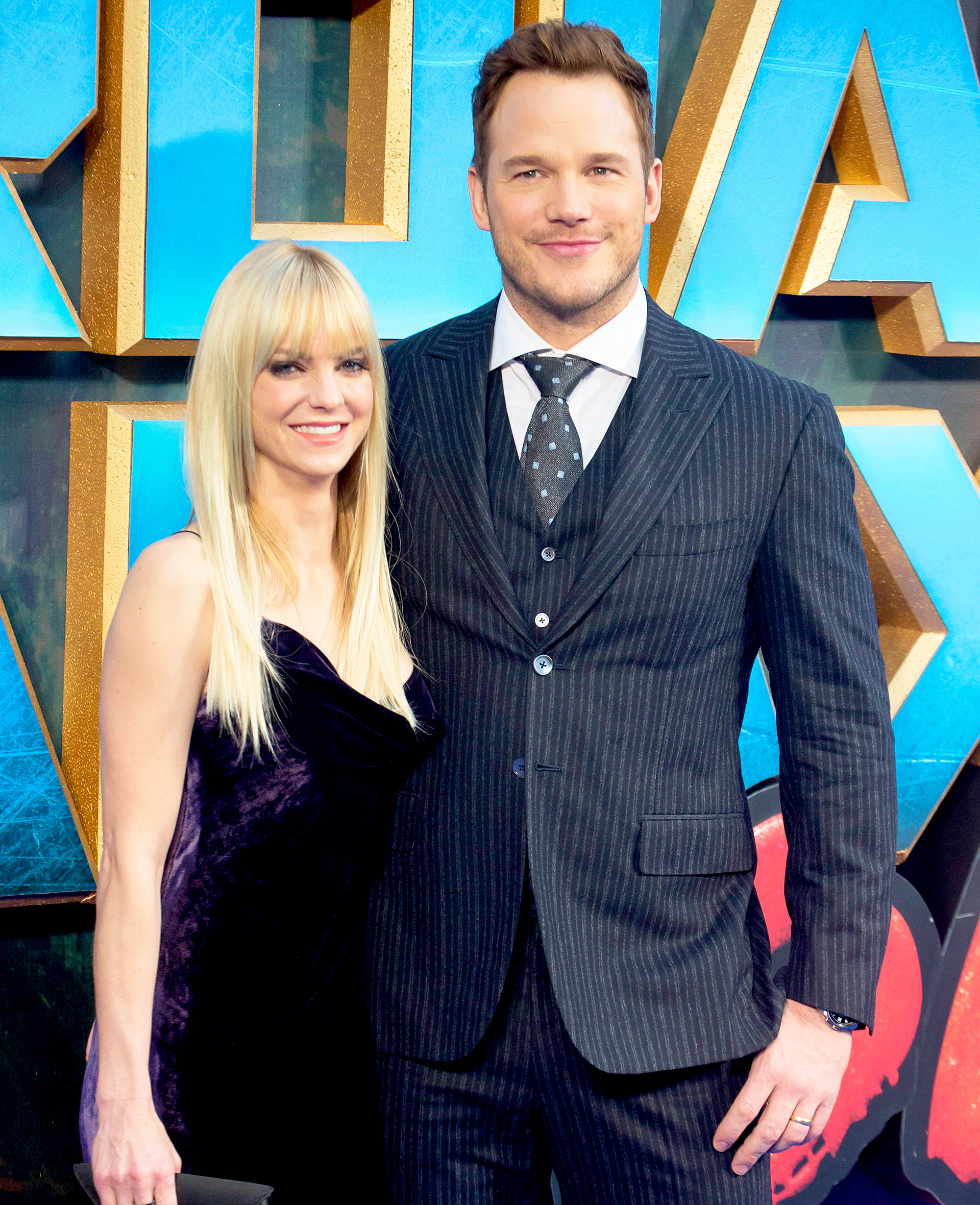 Anna Faris and Chris Pratt attend the European Gala Screening of 'Guardians of the Galaxy Vol. 2' at Eventim Apollo in London, United Kingdom.