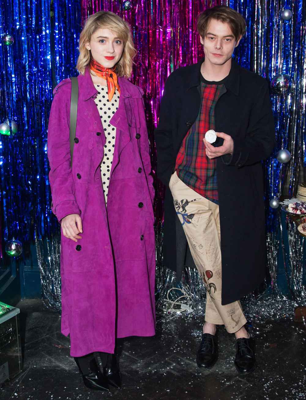 Natalia Dyer, Charlie Heaton, Netflix, Stranger Things, Couple, Burberry x Cara Delevingne Christmas Party