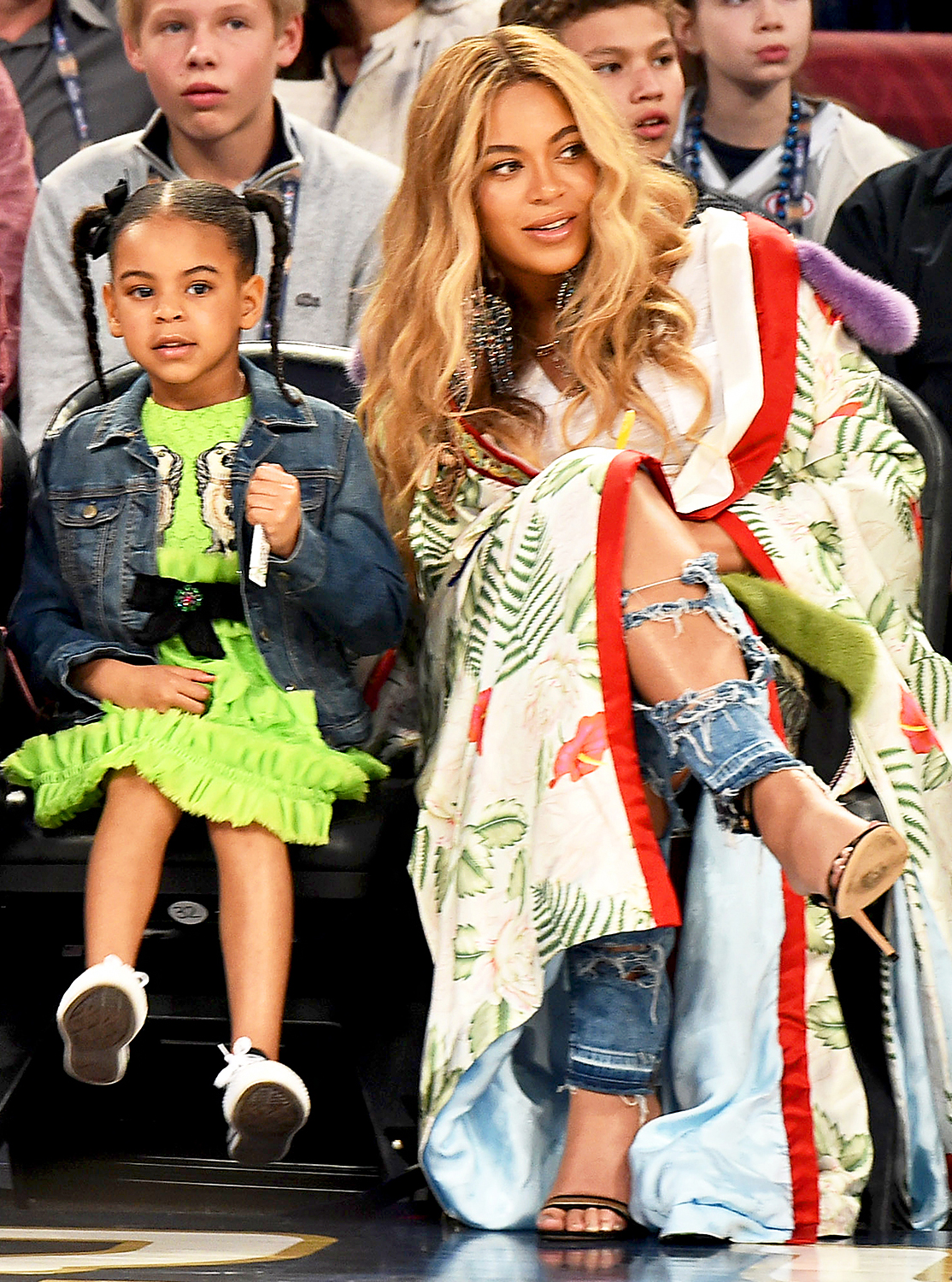 Beyonce and Blue Ivy attend the 66th NBA 2017 All-Star Game at Smoothie King Center in New Orleans, Louisiana.