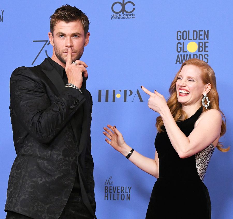 Chris Hemsworth Jessica Chastain Golden Globes 2018