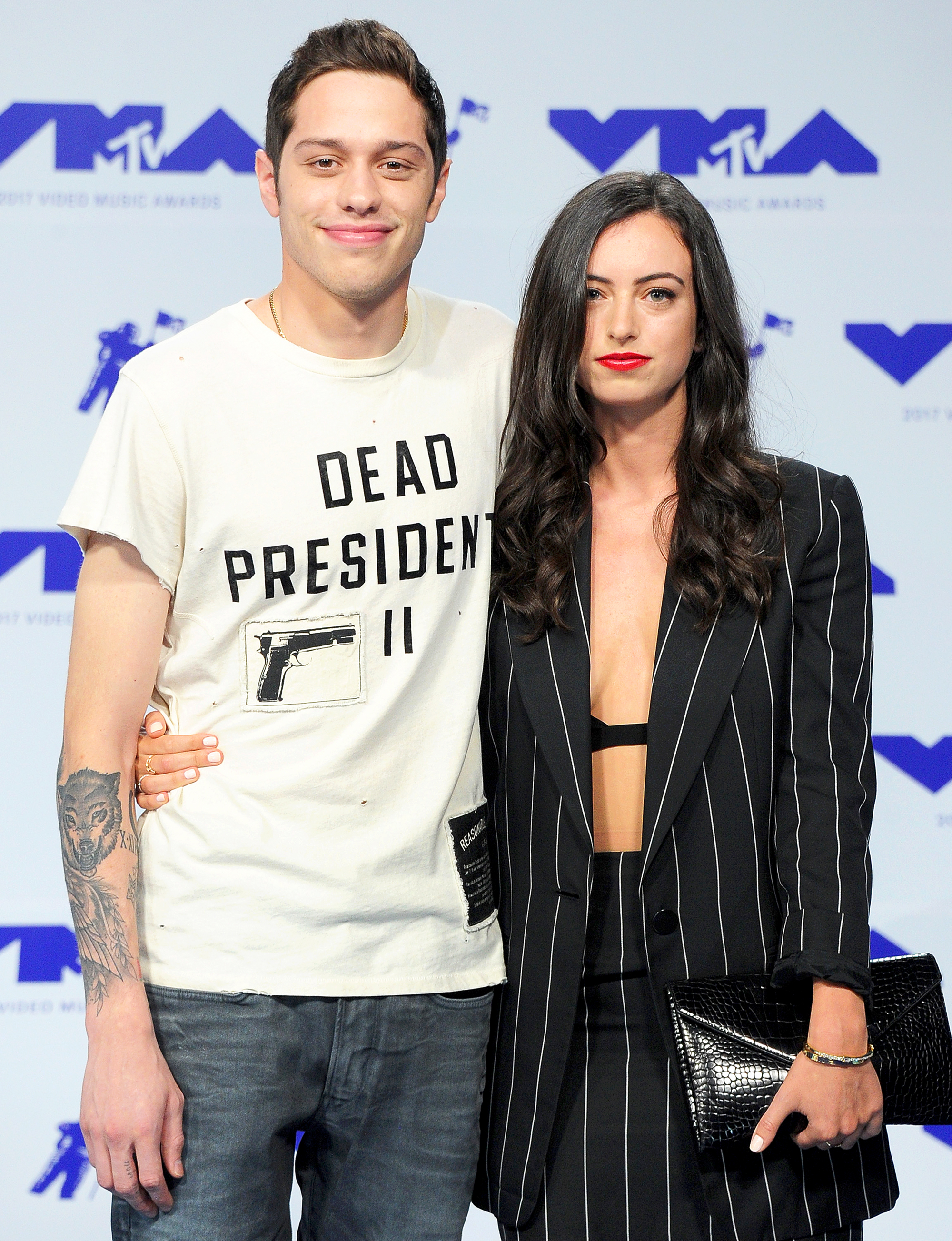 Pete Davidson and Cazzie David attend the 2017 MTV Video Music Awards at The Forum in Inglewood, California.