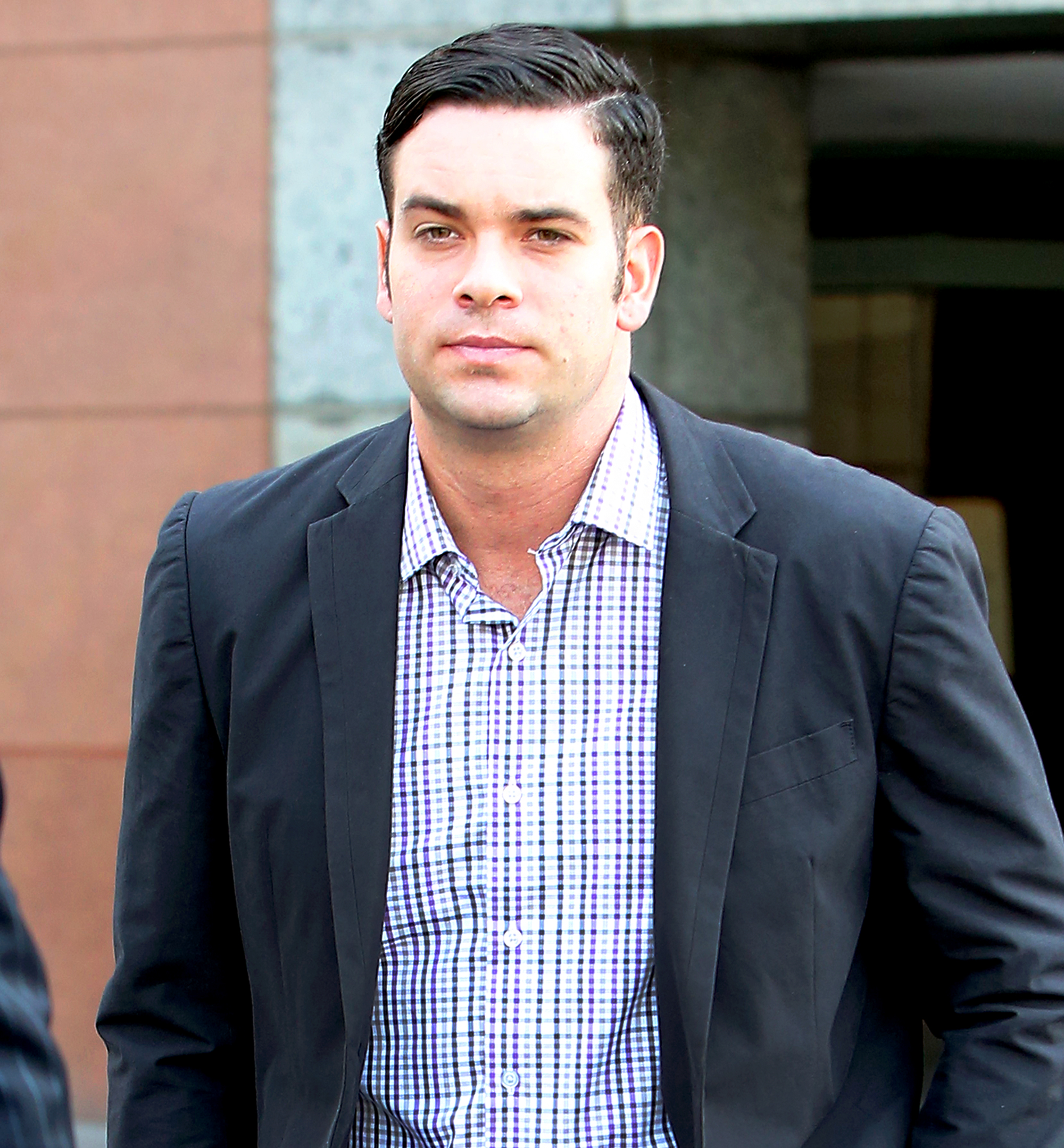 Mark Salling arrives for a court appearance at the Los Angeles courthouse on June 27, 2016 in Los Angeles, California.