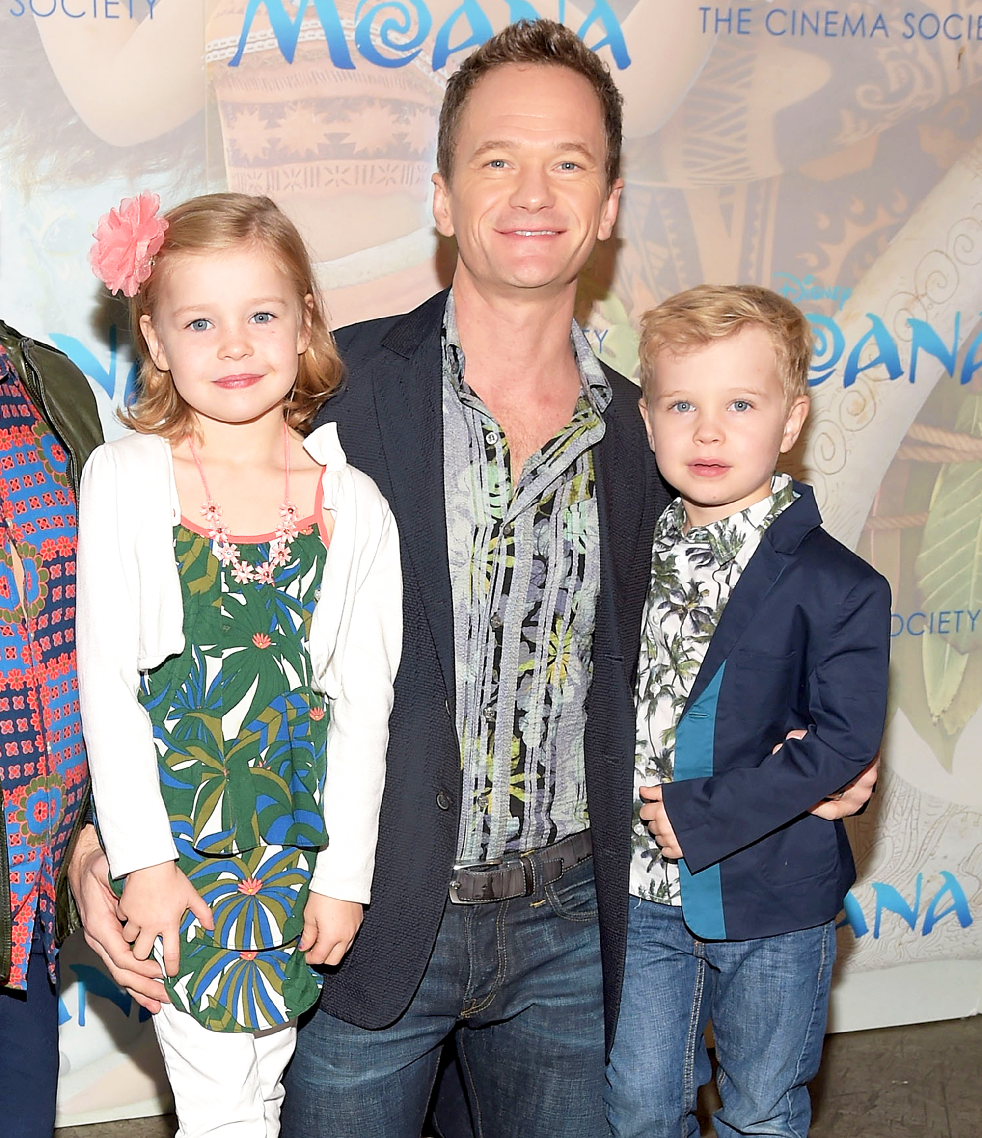 Neil Patrick Harris with daughter Harper and son Gideon attend the 2016 Cinema Society Screening Of "Moana" at Metrograph in New York City.