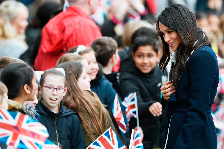 Prince Harry and Meghan Markle Hug Kids at Royal Engagement