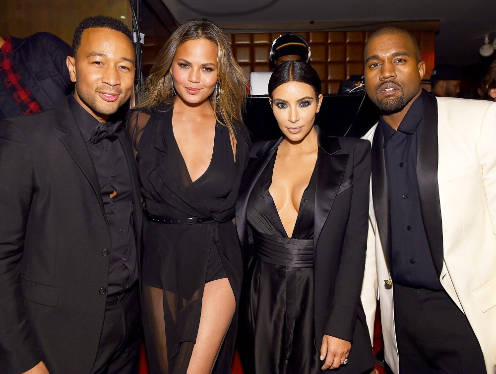 John Legend, Chrissy Teigen, Kim Kardashian and Kanye West attend John Legend's Birthday And The 10th Anniversary Of His Debut Album "Get Lifted" at CATCH NYC on January 8, 2015 in New York City.