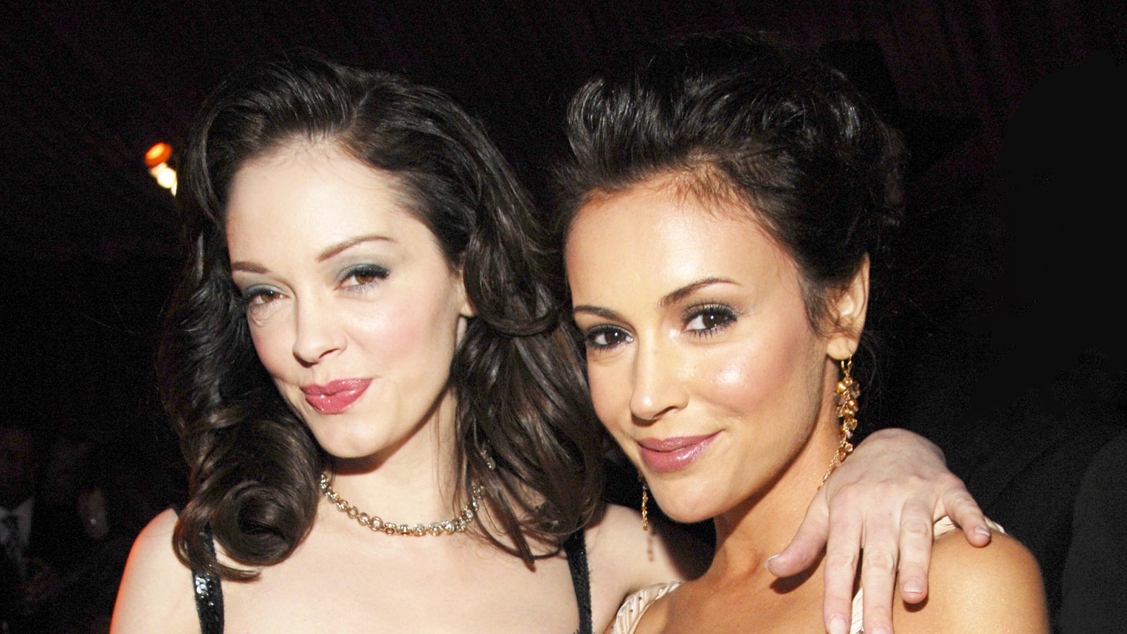 Rose McGowan and Alyssa Milano attend In Style and Warner Bros. 2007 Golden Globe After Party.