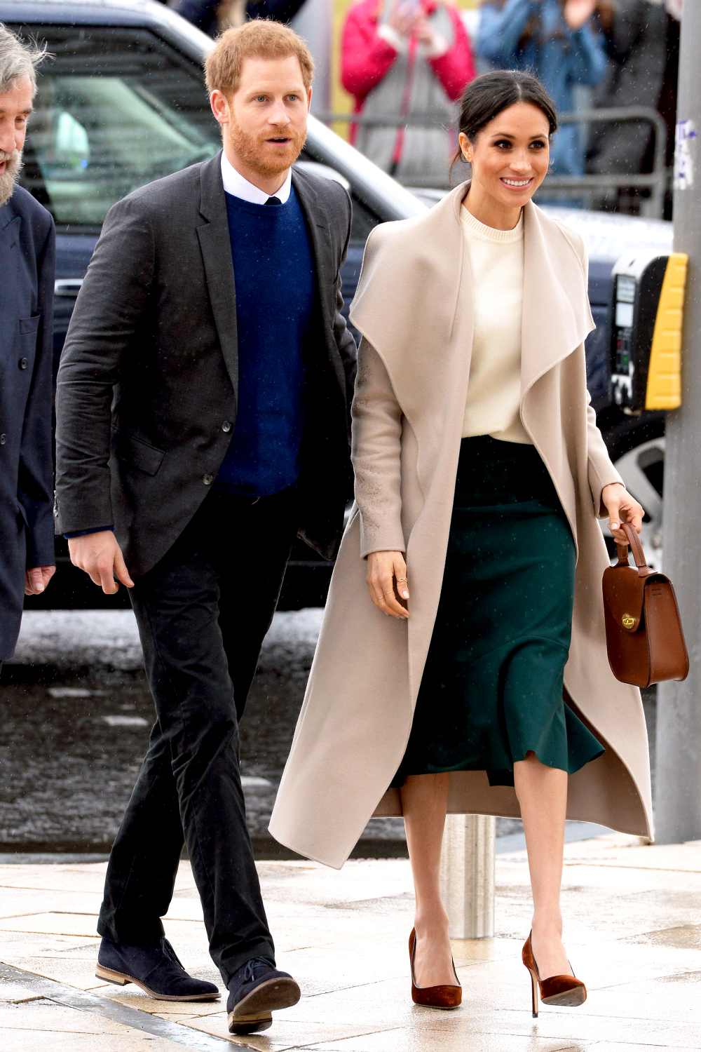 Prince Harry and Meghan Markle depart from Catalyst Inc, Northern Ireland’s next generation science park on March 23, 2018 in Belfast, Nothern Ireland.