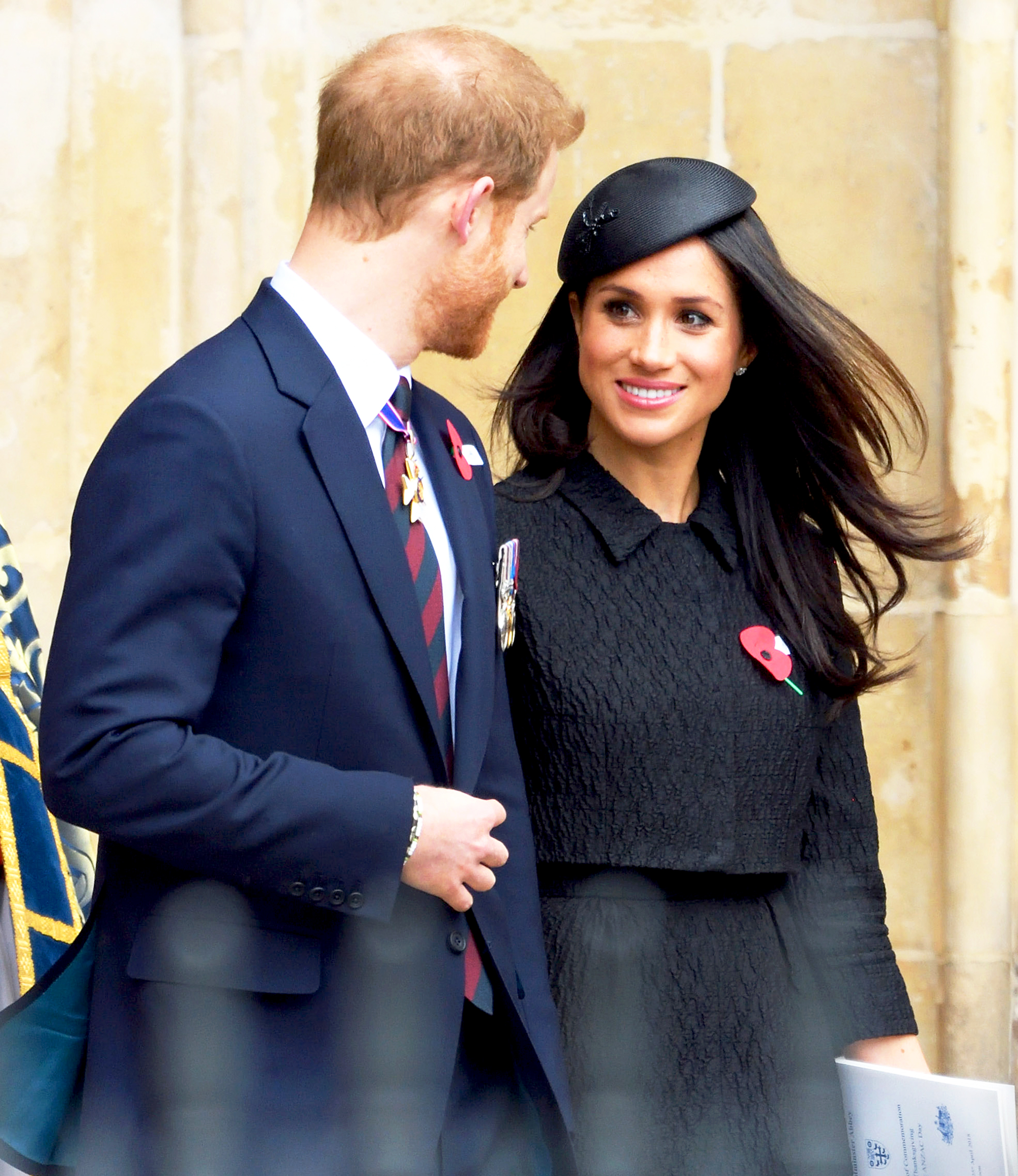 Prince Harry and Meghan Markle attend the Anzac Day service of Thanksgiving and Commemoration at Westminster Abbey on April 25, 2018 in London, England.
