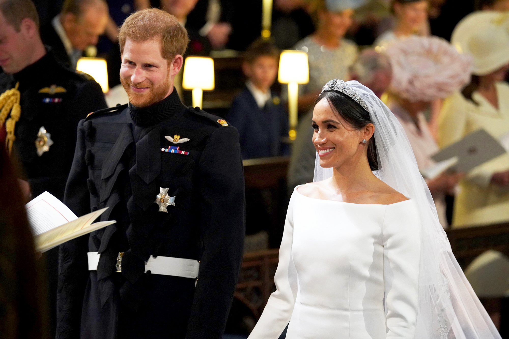Prince Harry and Meghan Markle at St George's Chapel, Windsor Castle on May 19, 2018 in Windsor, England.
