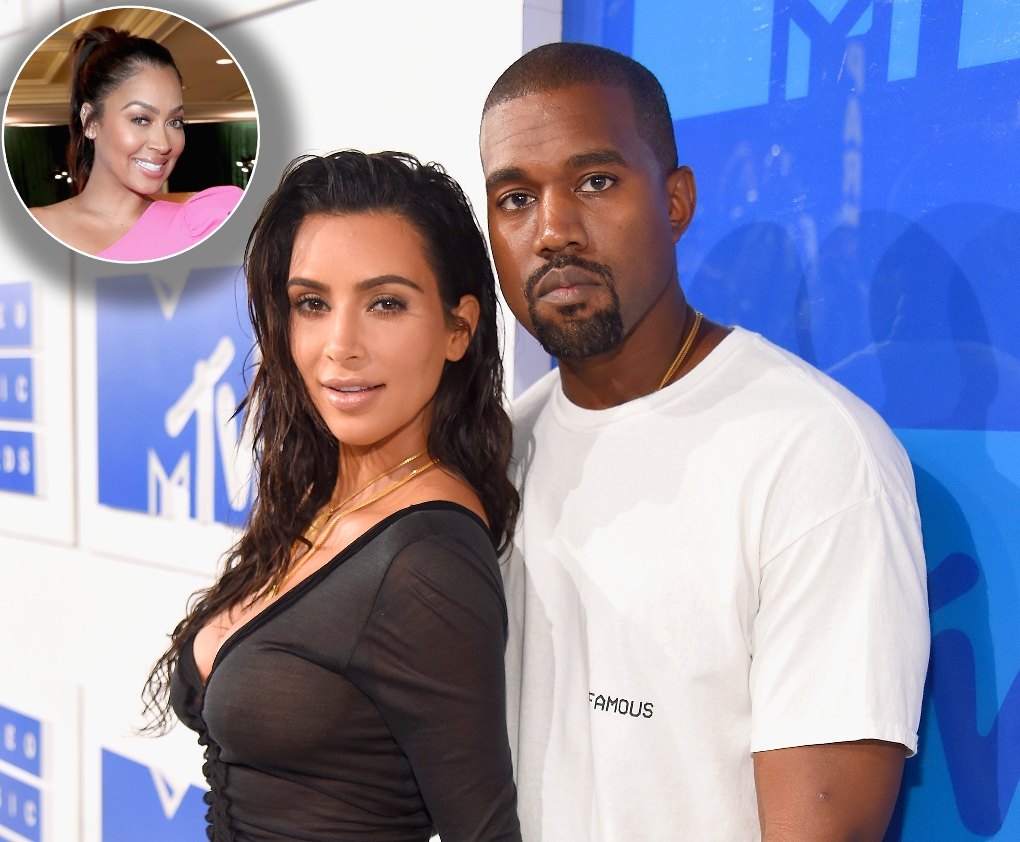 Kim and Kanye West with LaLa Anthony