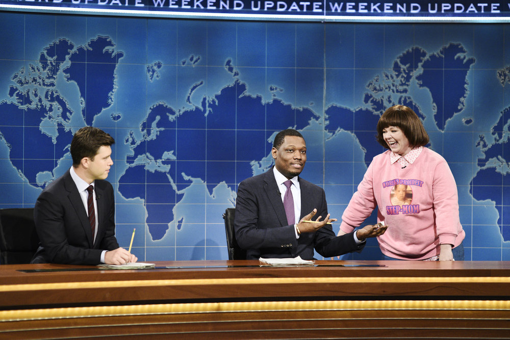 Colin Jost, Michael Che, Melissa McCarthy