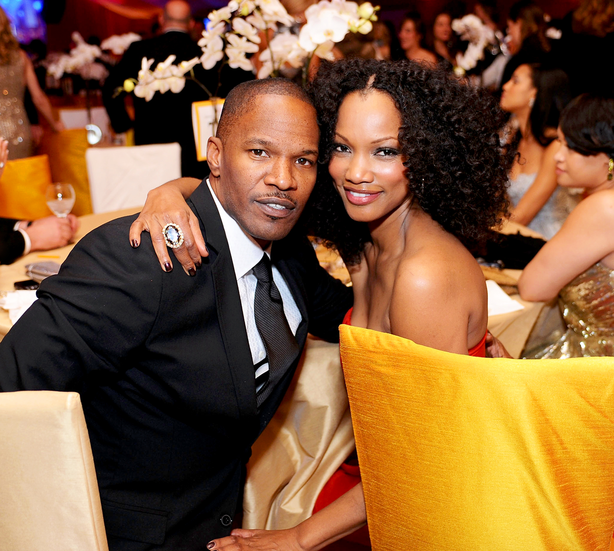 Jamie Foxx and Garcelle Beauvais attend the 19th Annual Elton John AIDS Foundation Academy Awards Viewing Party at the Pacific Design Center in West Hollywood, California.