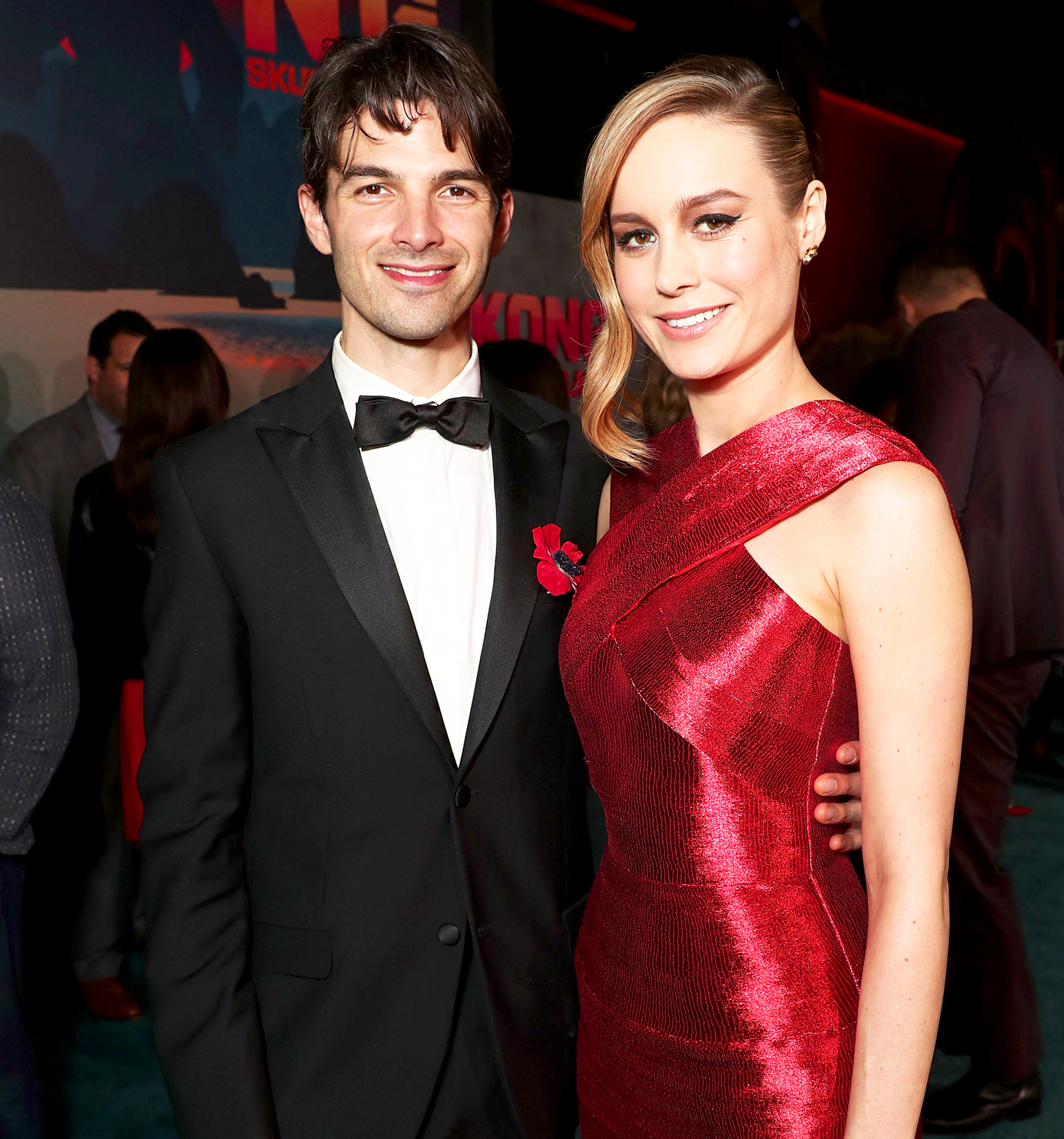 Alex Greenwald and Brie Larson attend the 2017 premiere of Warner Bros. Pictures' "Kong: Skull Island" at Dolby Theatre in Hollywood, California.