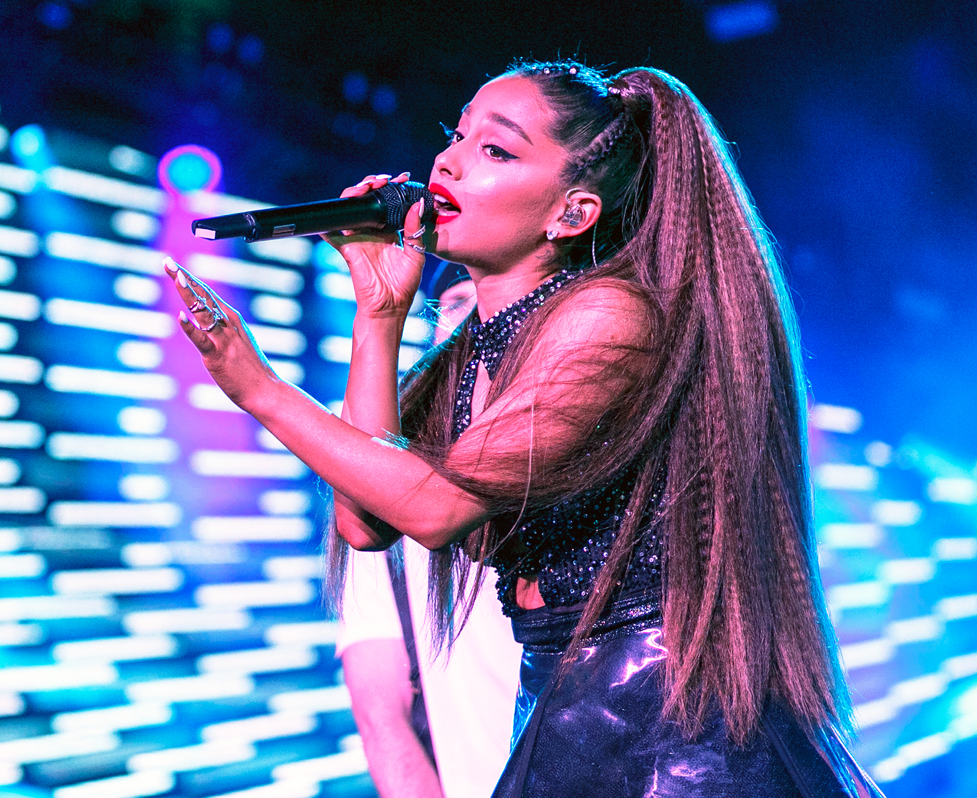 Ariana Grande performs onstage during the 2018 iHeartRadio Wango Tango by AT&T at Banc of California Stadium on June 2, 2018 in Los Angeles, California.