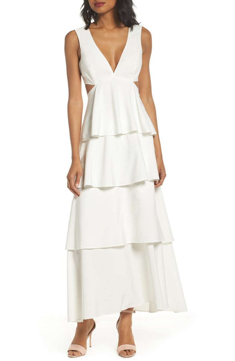 BARDOT Cutout Detail Tiered Maxi Dress