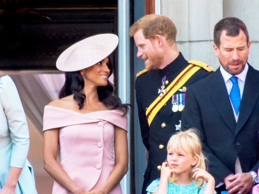 Prince Harry and Meghan Markle during Trooping The Colour 2018 on the Mall on June 9, 2018 in London, England.