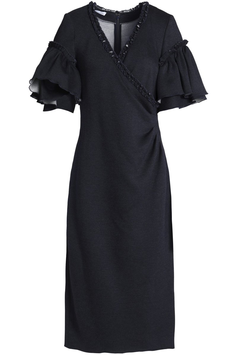 Oscar de la Renta Ruffled Cady Wrap-effect Dress