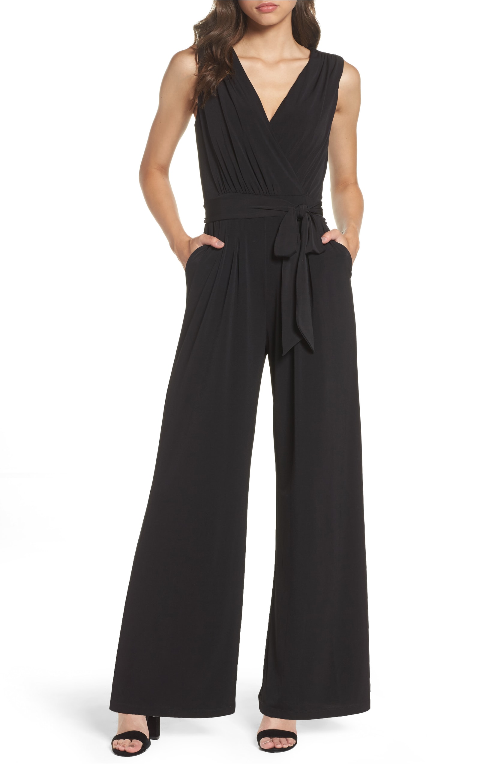 black wide leg jumpsuit