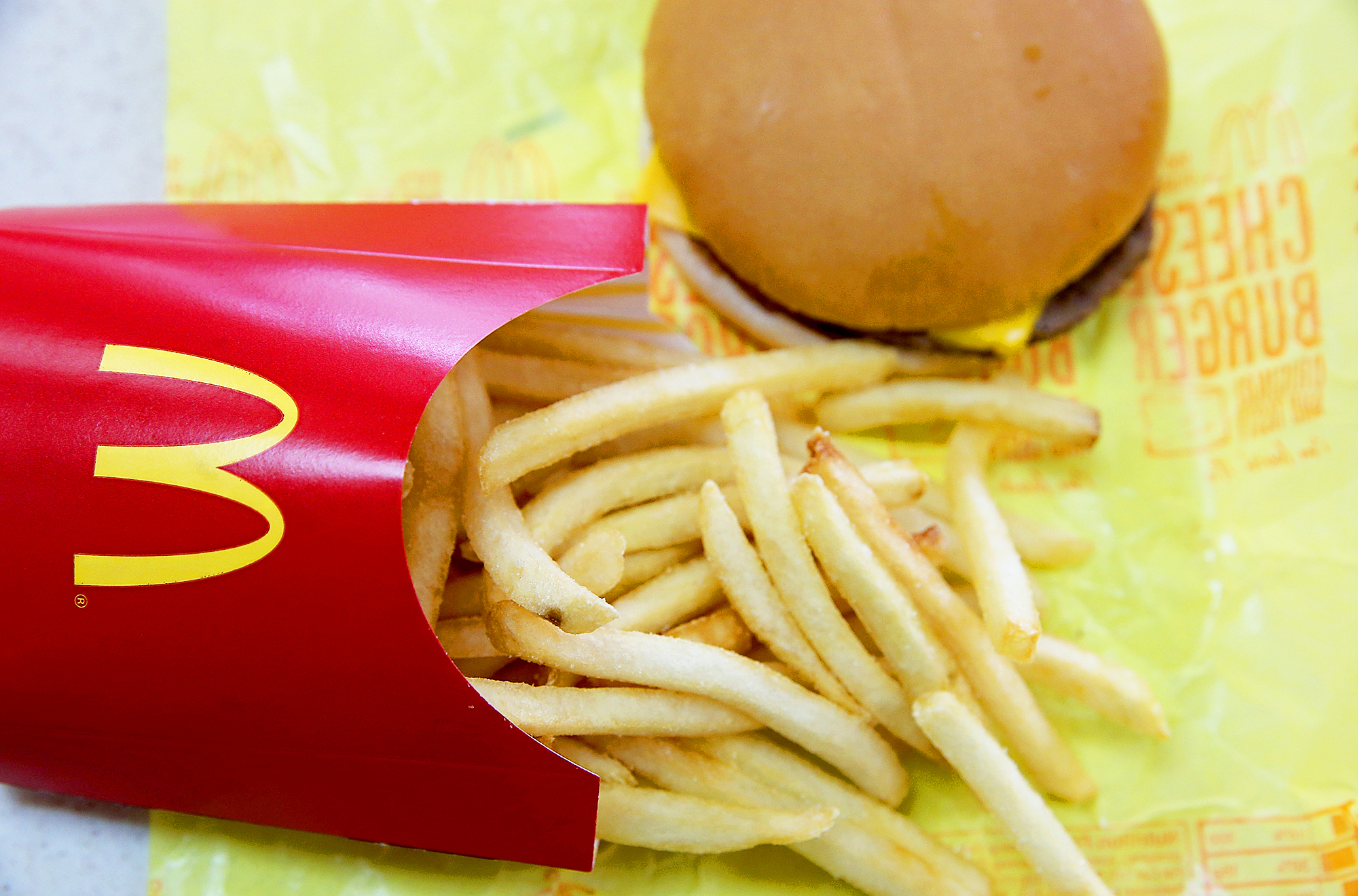 McDonald's cheeseburger and fries