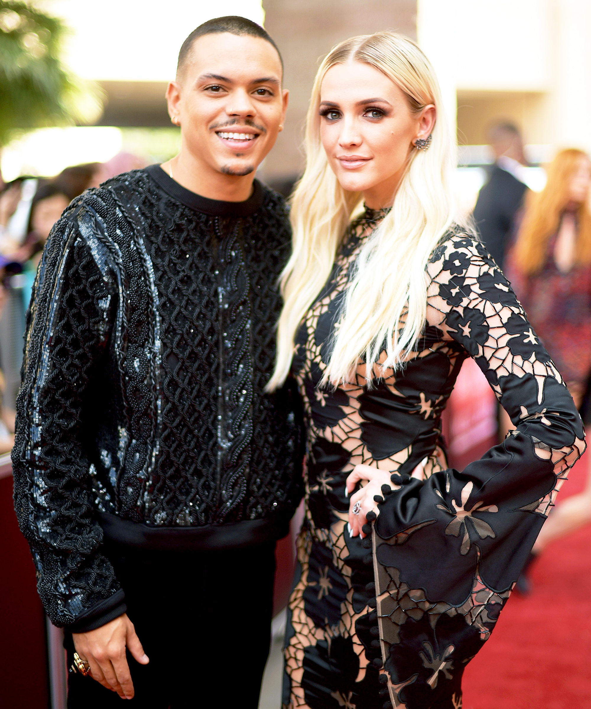 Evan Ross and Ashlee Simpson attend the 2018 Billboard Music Awards at MGM Grand Garden Arena in Las Vegas, Nevada.