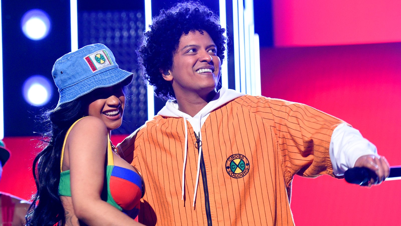 Recording artists Cardi B and Bruno Mars