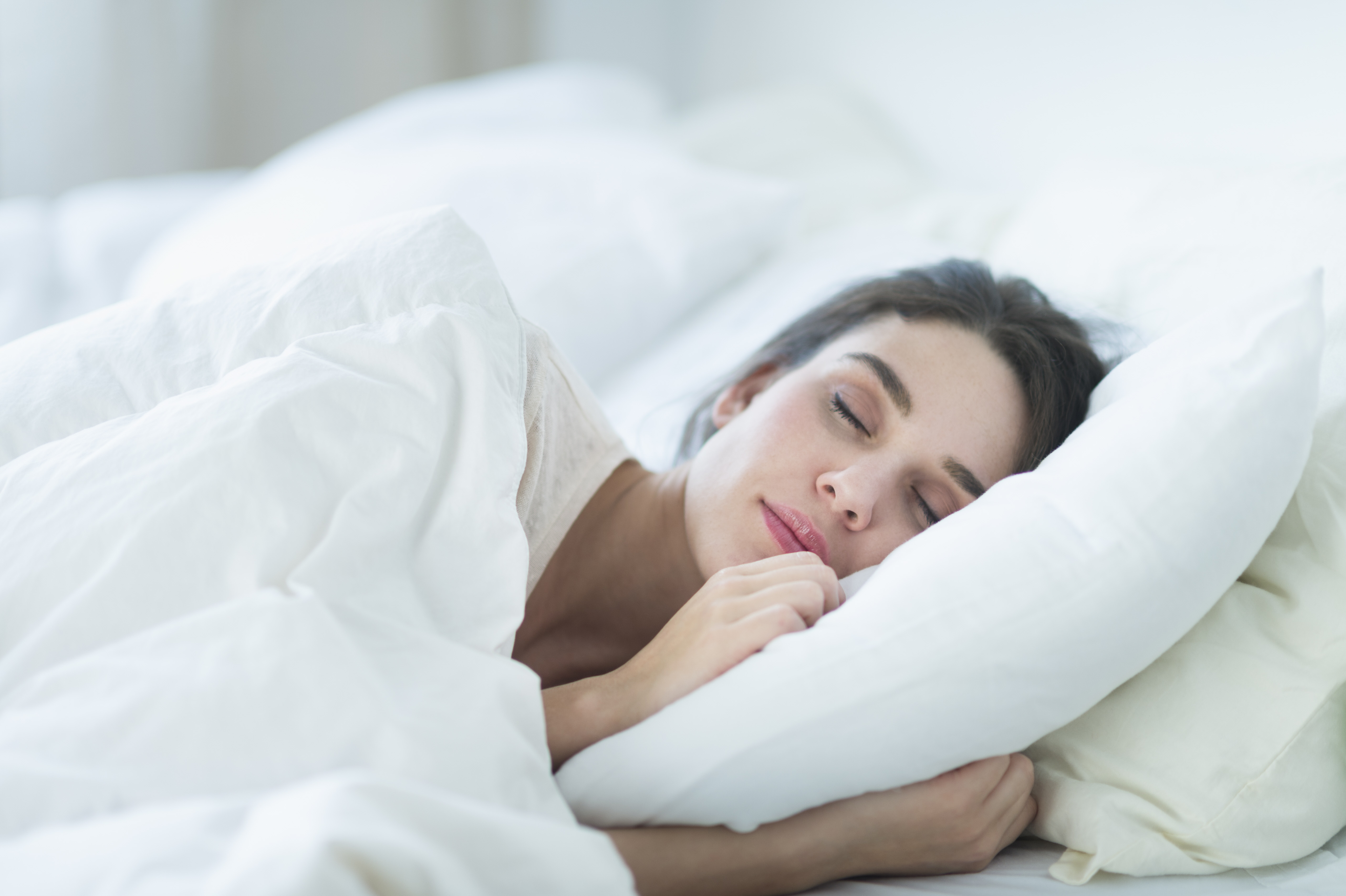 woman with pillow
