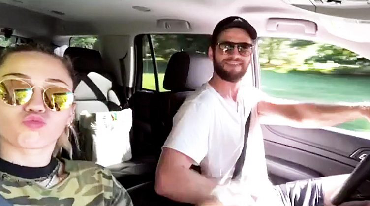 miley-cyrus-liam-hemsworth-goof-around-car