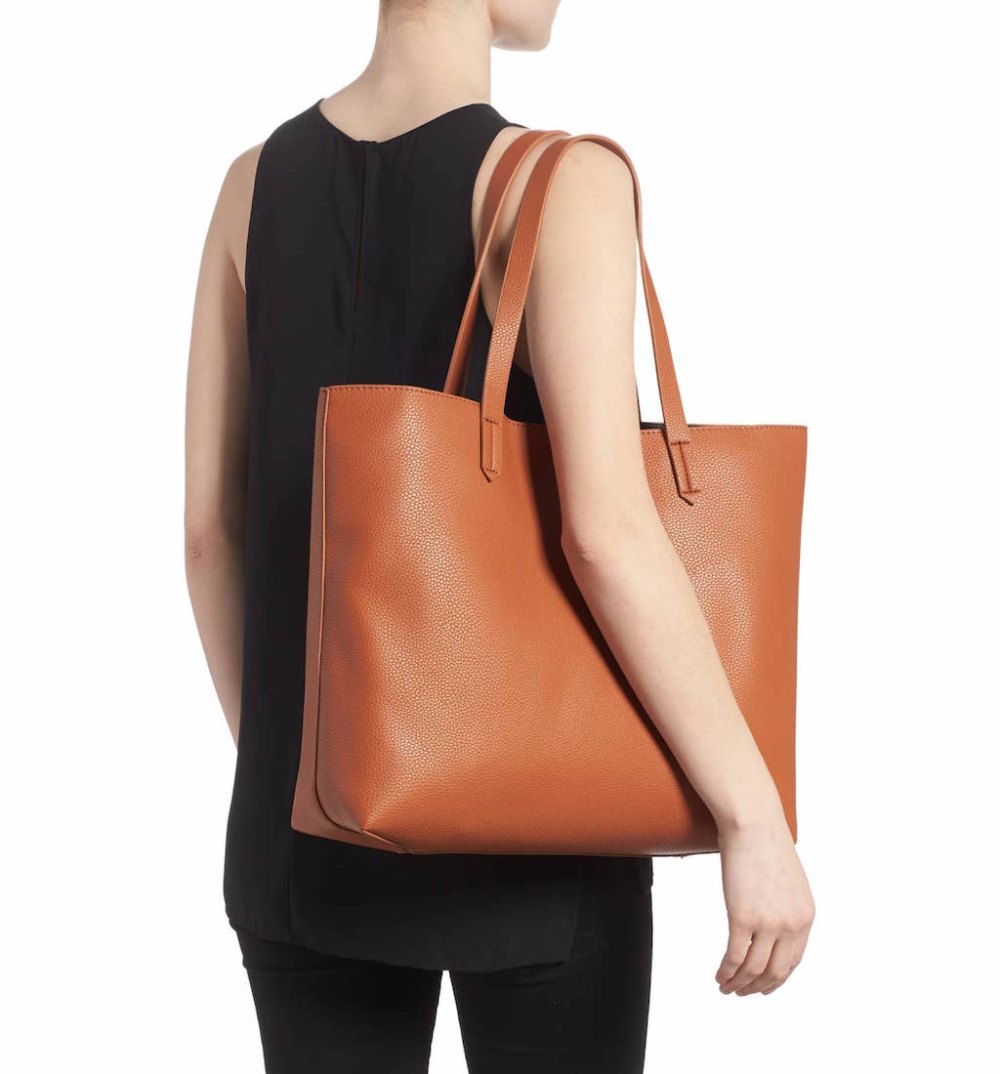 BP. Contrast Lining Faux Leather Tote