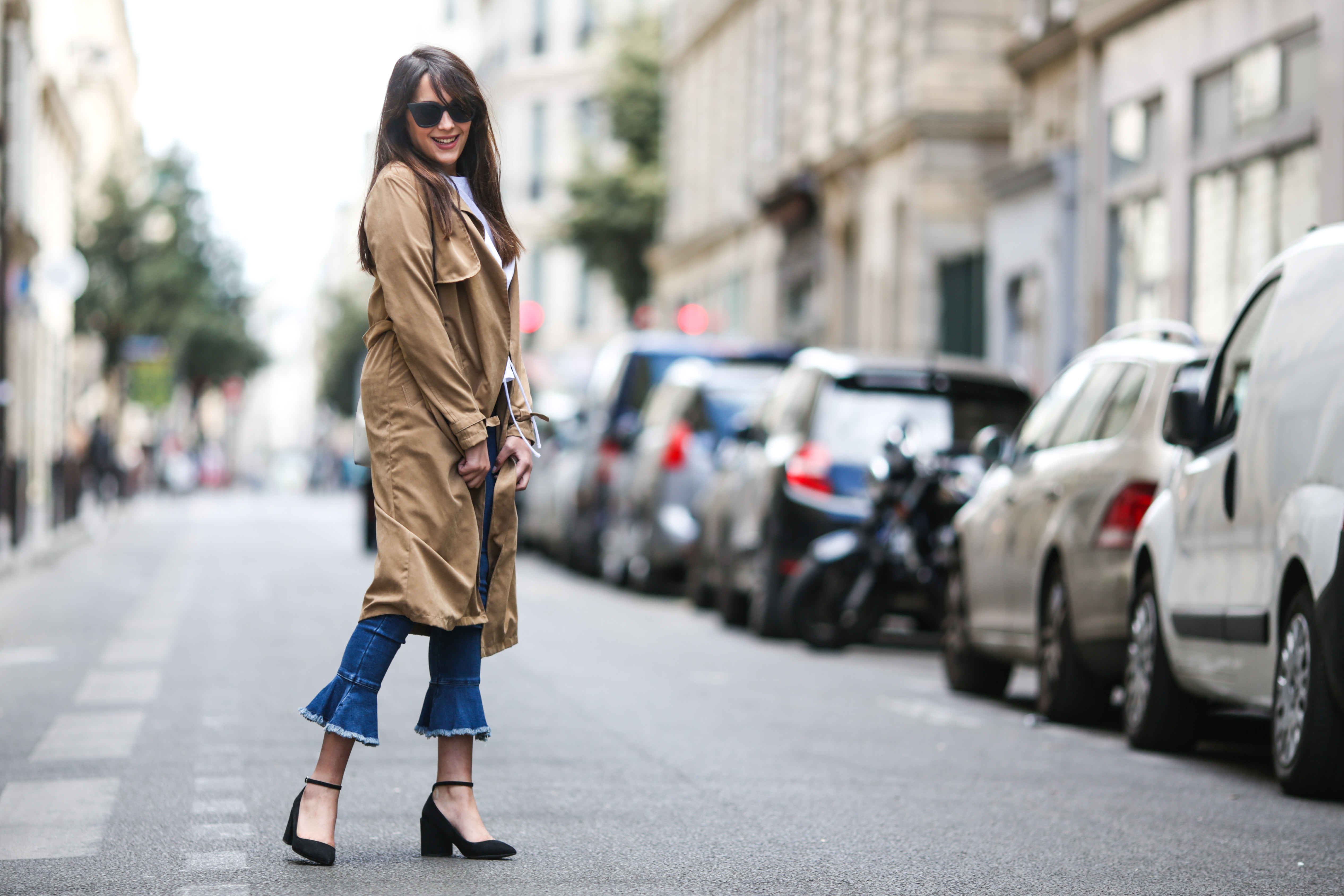 woman in trench coat