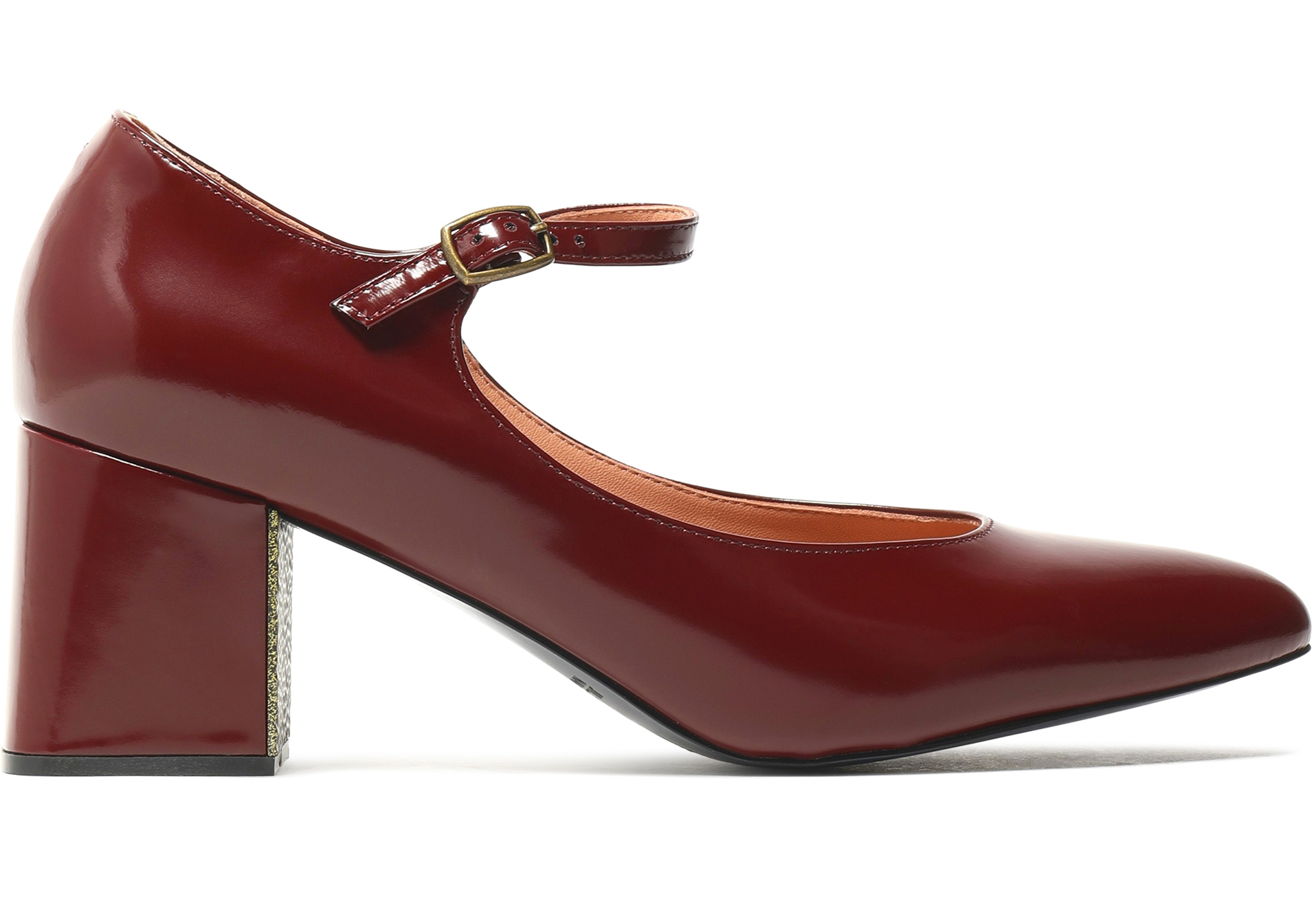 Jill Sander Navy Glossed-Leather Mary Jane Pumps
