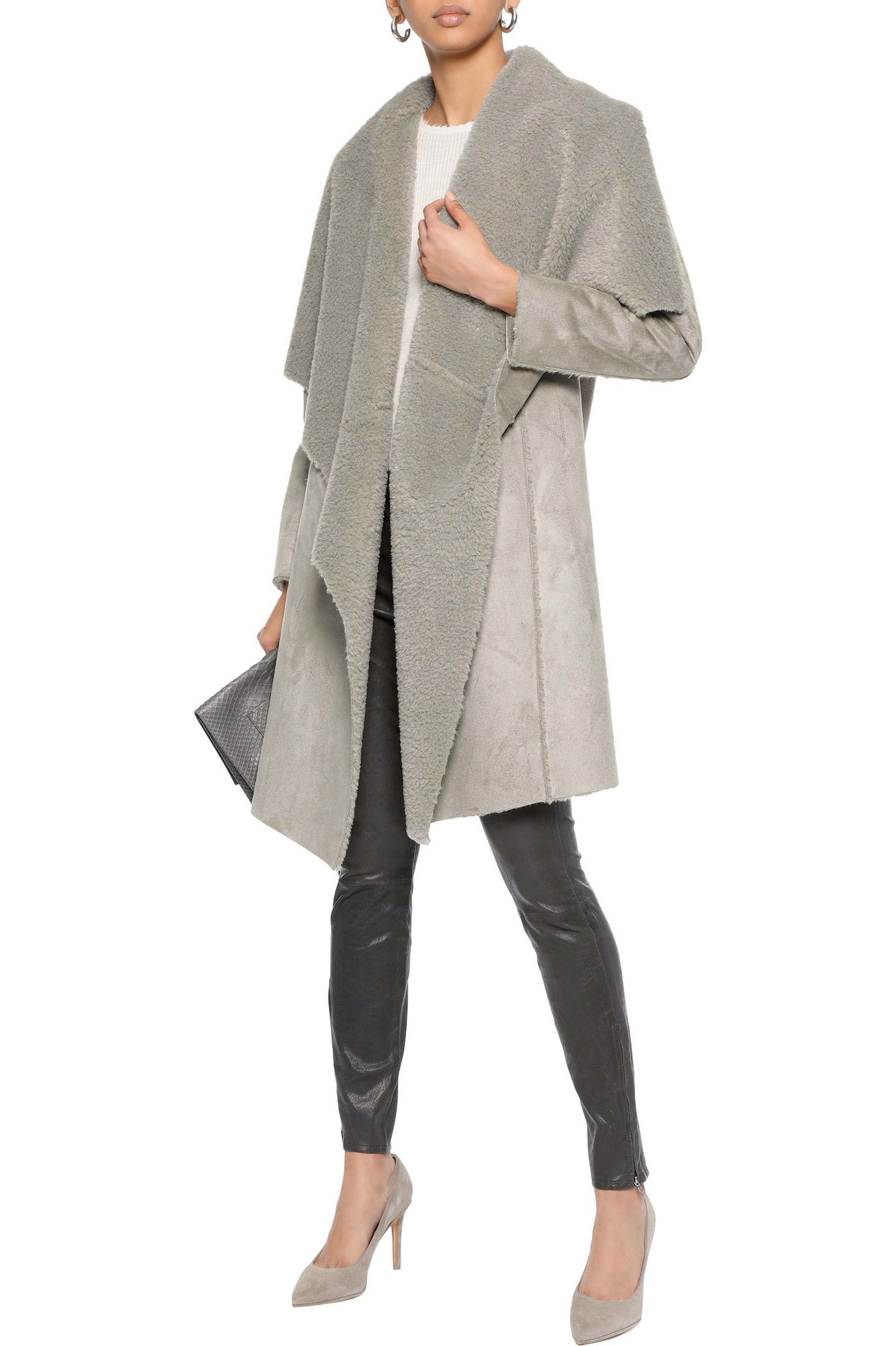 Line Faux Shearling Coat