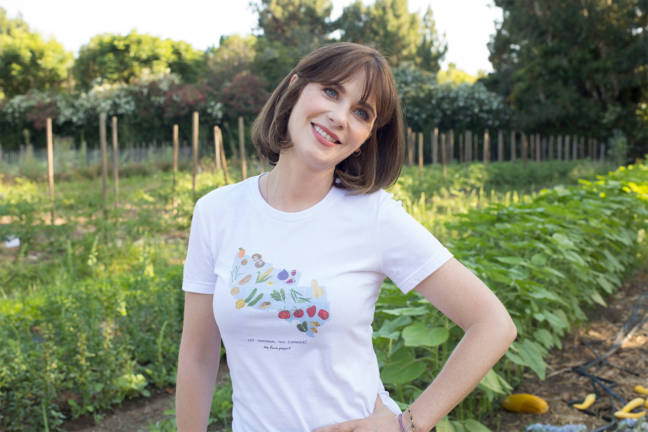 Deschanel (in Malibu on July 24) and her husband launched an ATTN series, Your Food's Roots, which explores food origins.