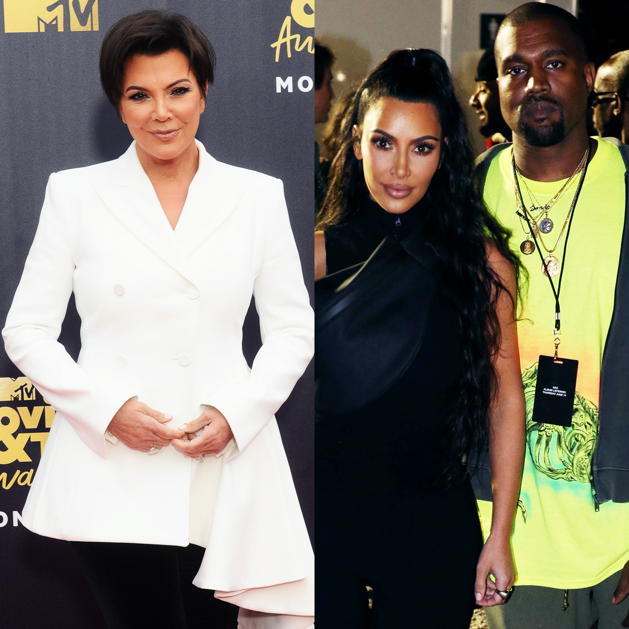 Kris Jenner, Kim Kardashian and Kanye West.