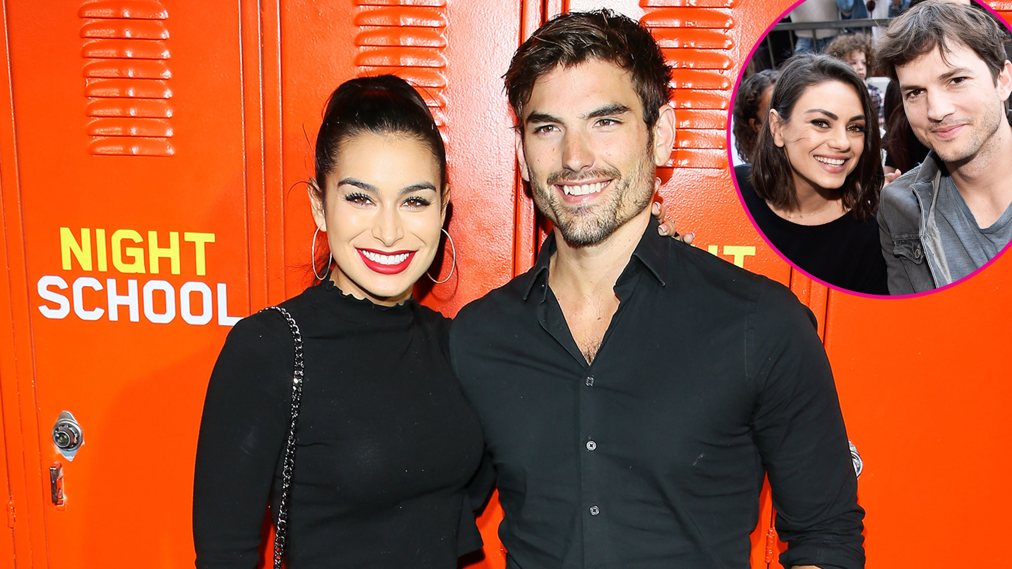 Ashley Iaconetti and Jared Haibon with Ashton Kutcher and Mila Kunis