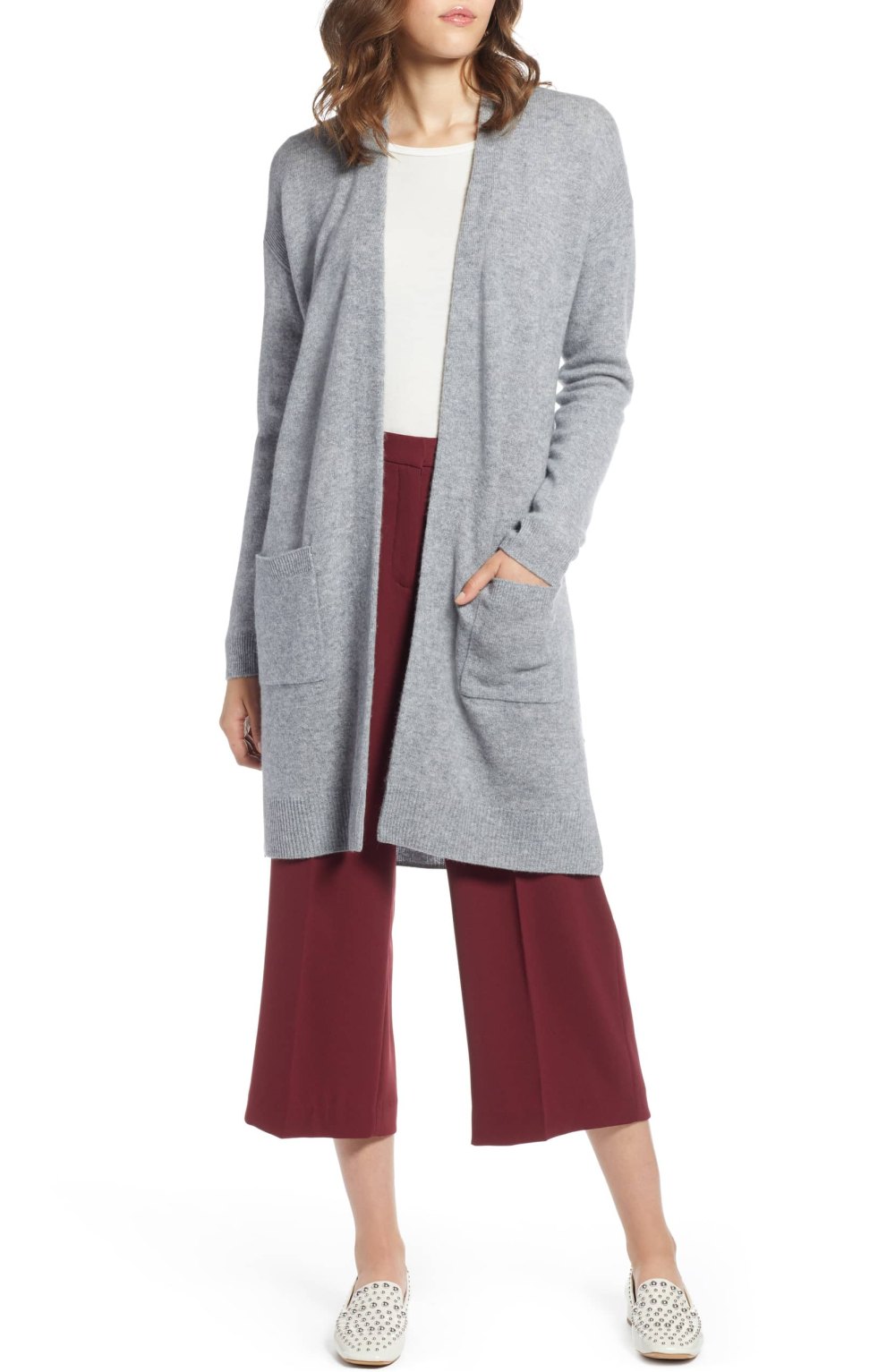 Halogen Rib Knit Wool & Cashmere Cardigan