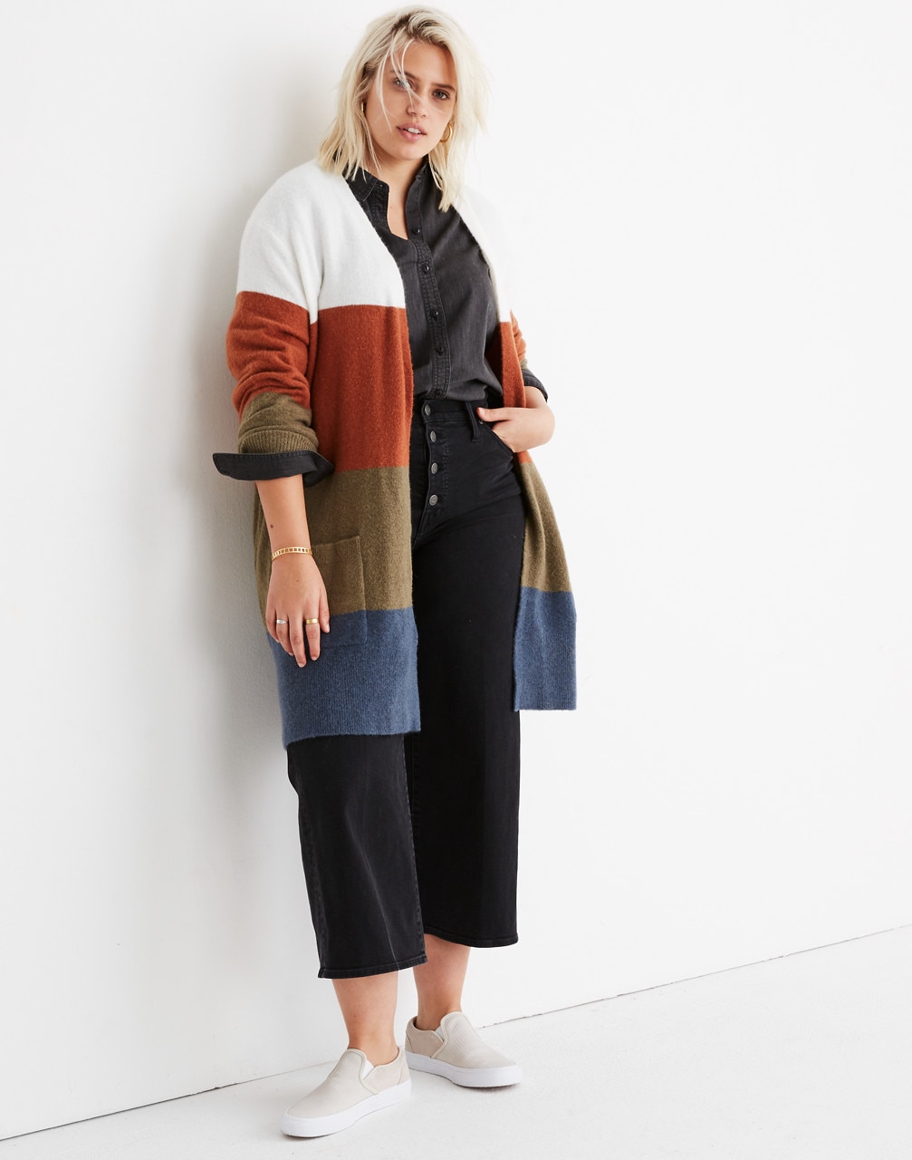 madewell kent colorblock cardigan