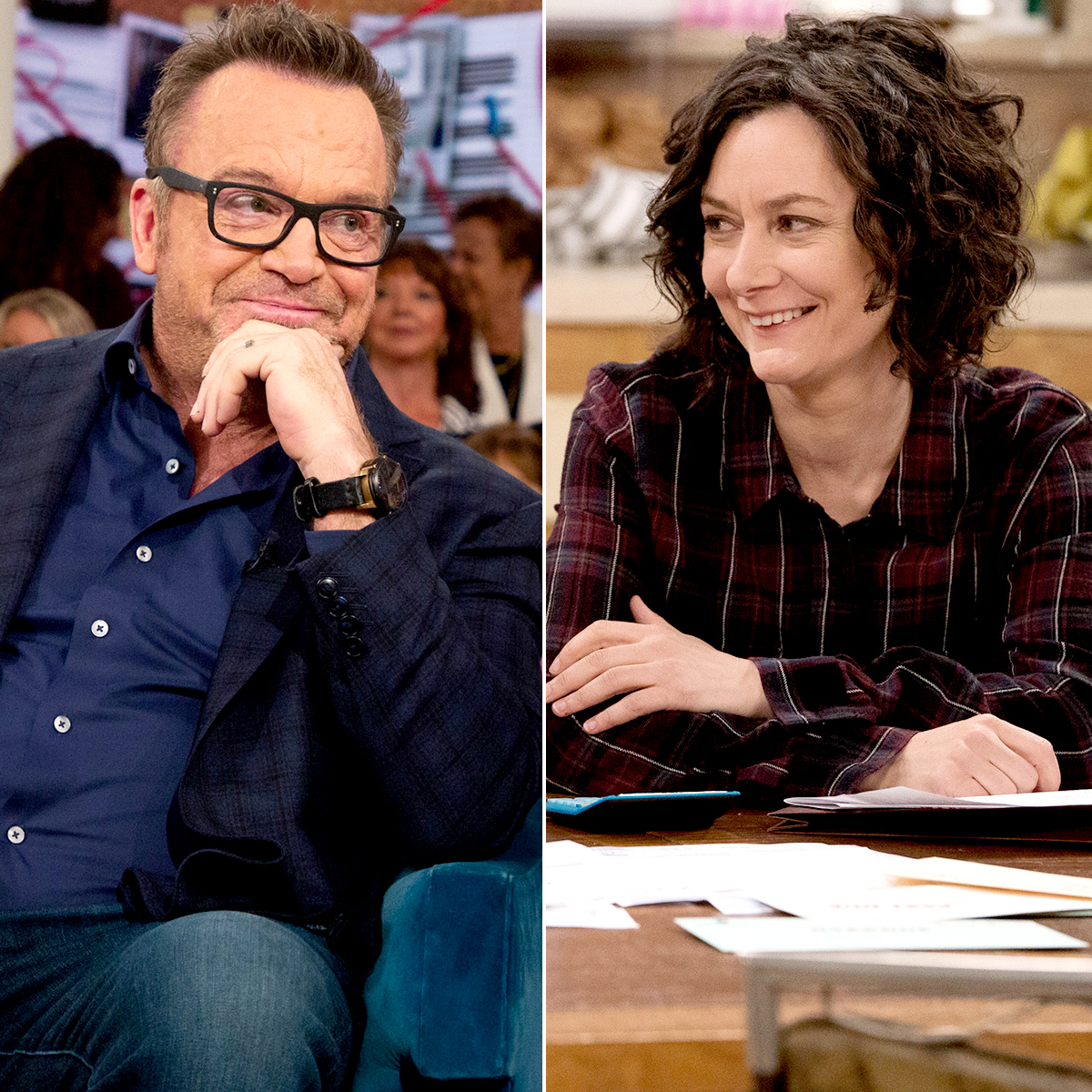 Tom Arnold and Sara Gilbert
