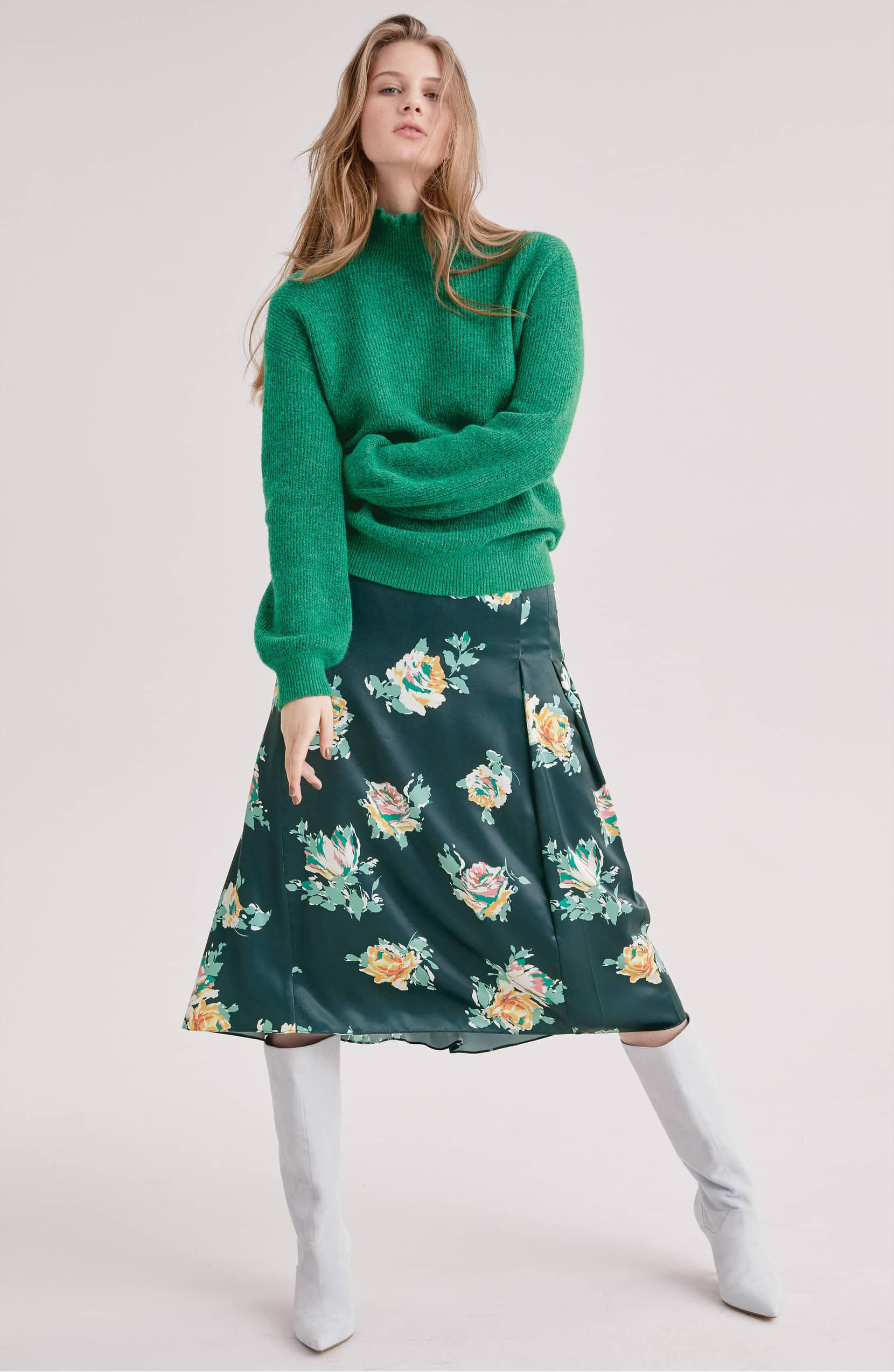 halogen ruffle neck sweater