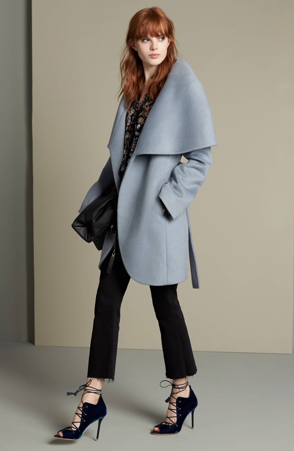 Tahari Wool Blend Belted Wrap Coat