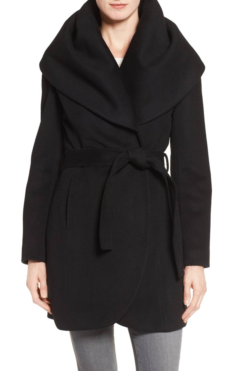 Tahari Wool Blend Belted Wrap Coat