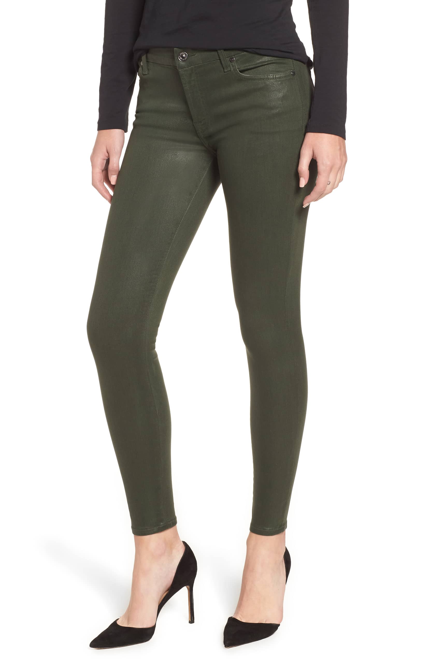 seven coated ankle skinny jeans