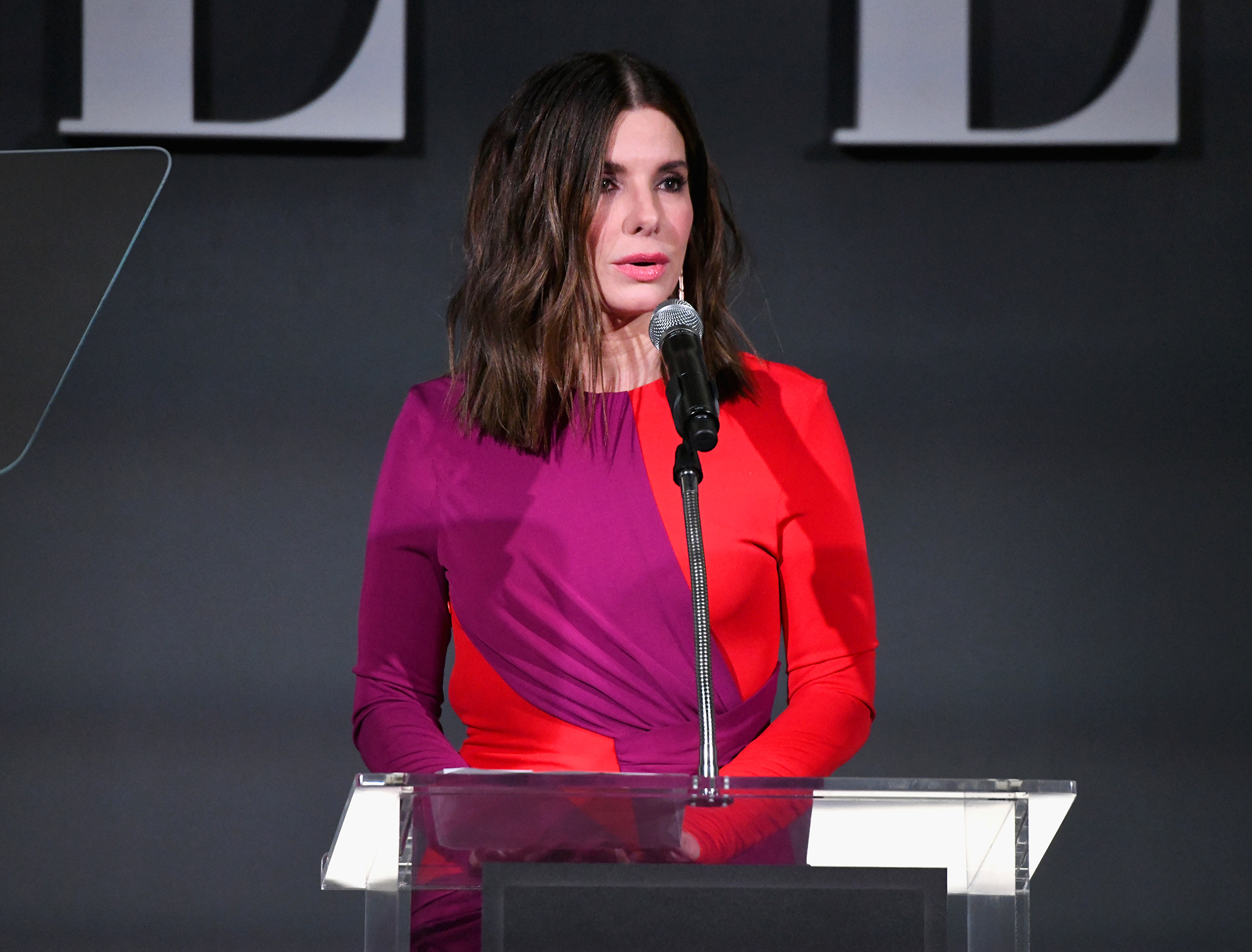 Sandra Bullock speaks onstage