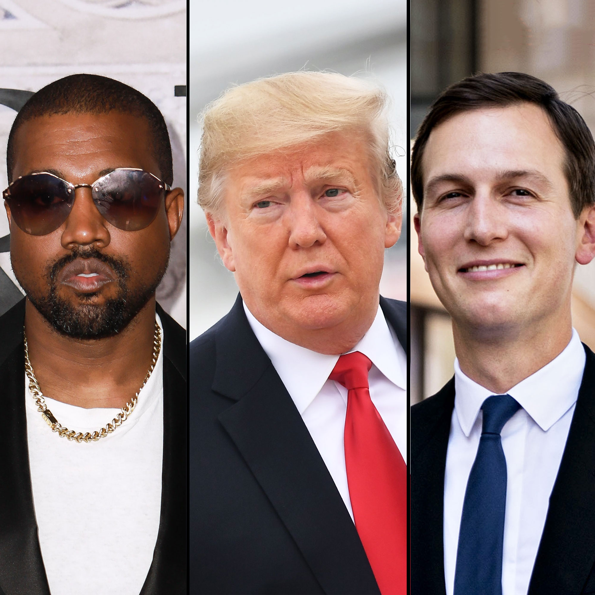 Kanye West, President Donald Trump and Jared Kushner