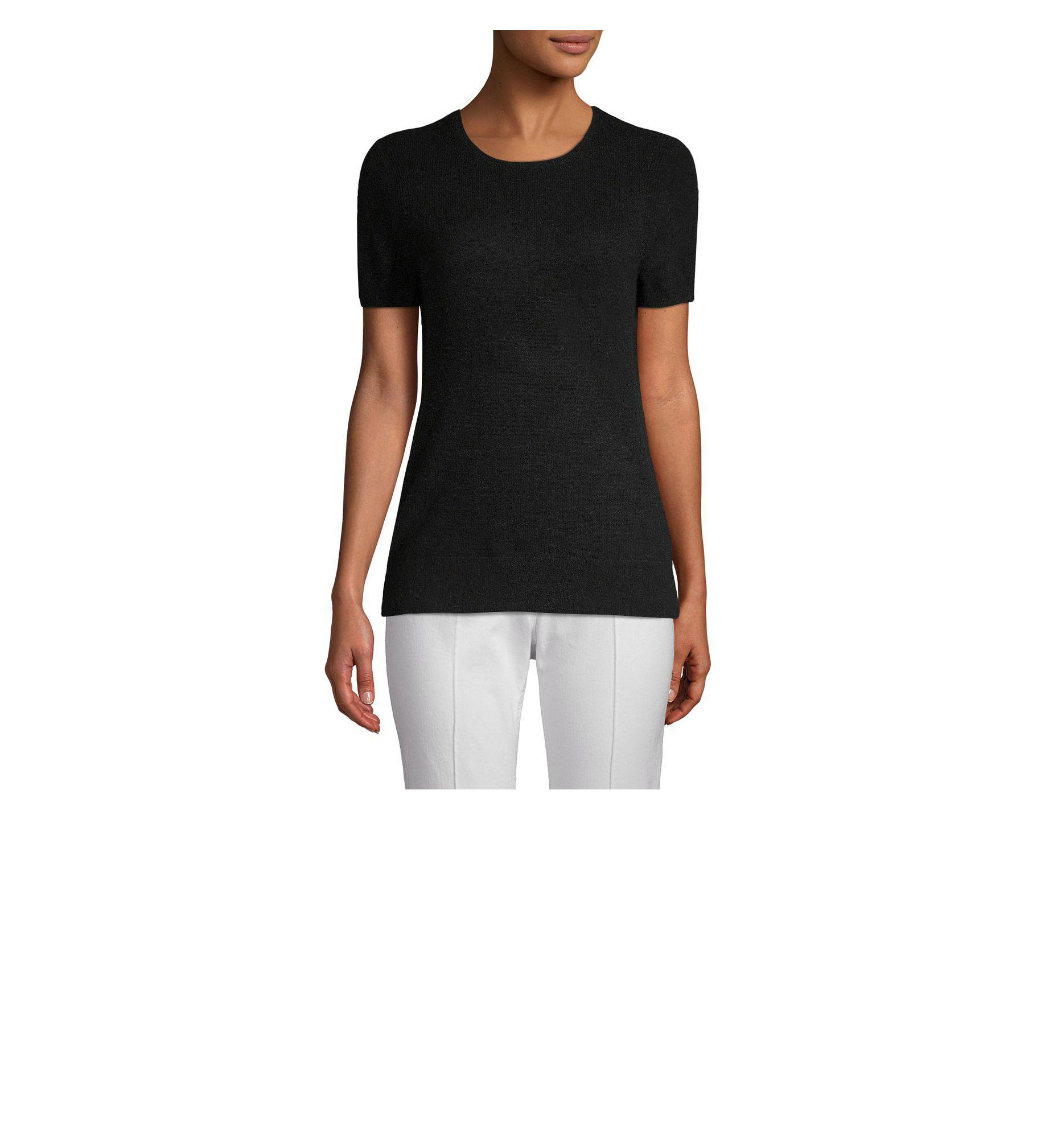saks-fifth-avenue-Ebony-Drop-Shoulder-Cashmere-Tee