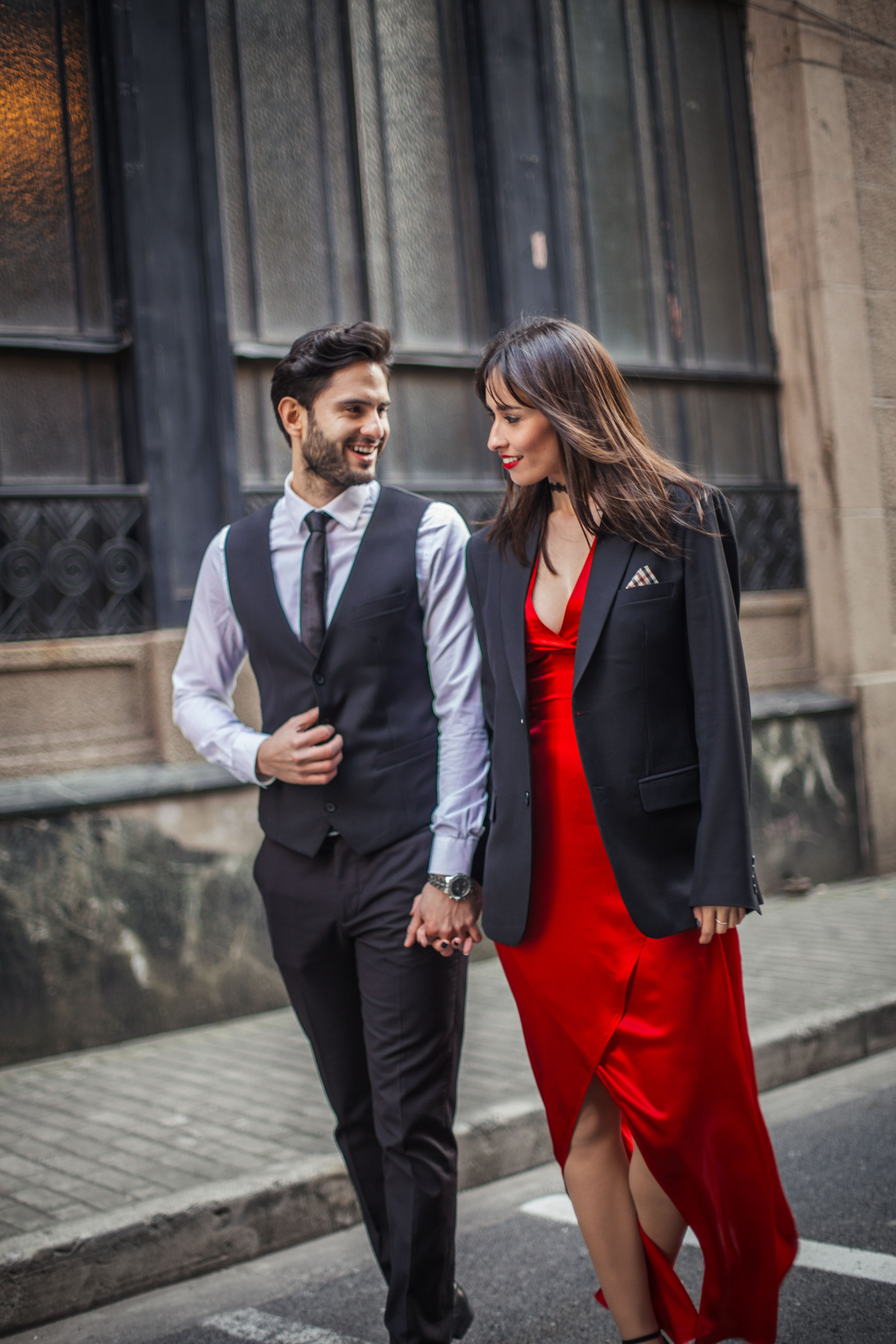 woman and man holding hands