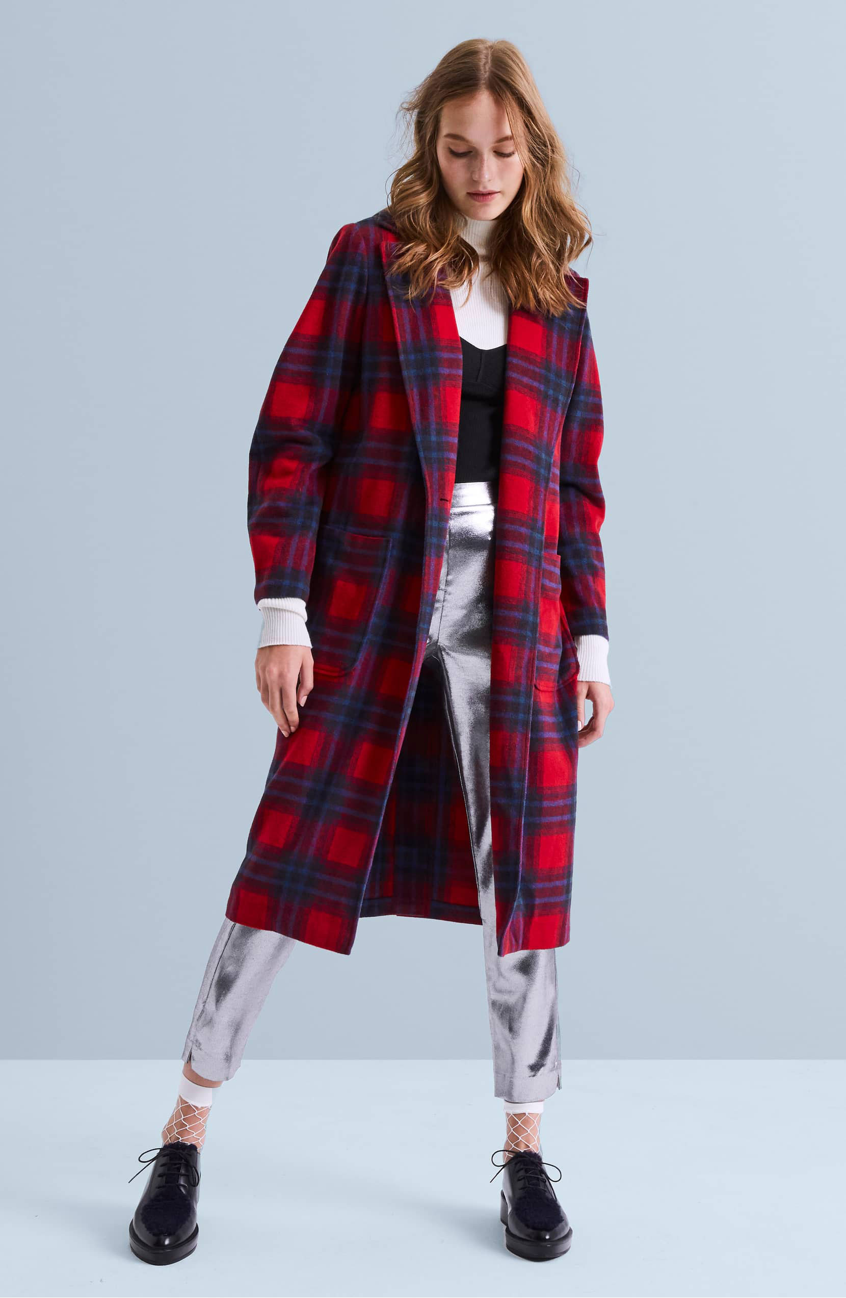 Leith-Single-Button-Plaid-Coat